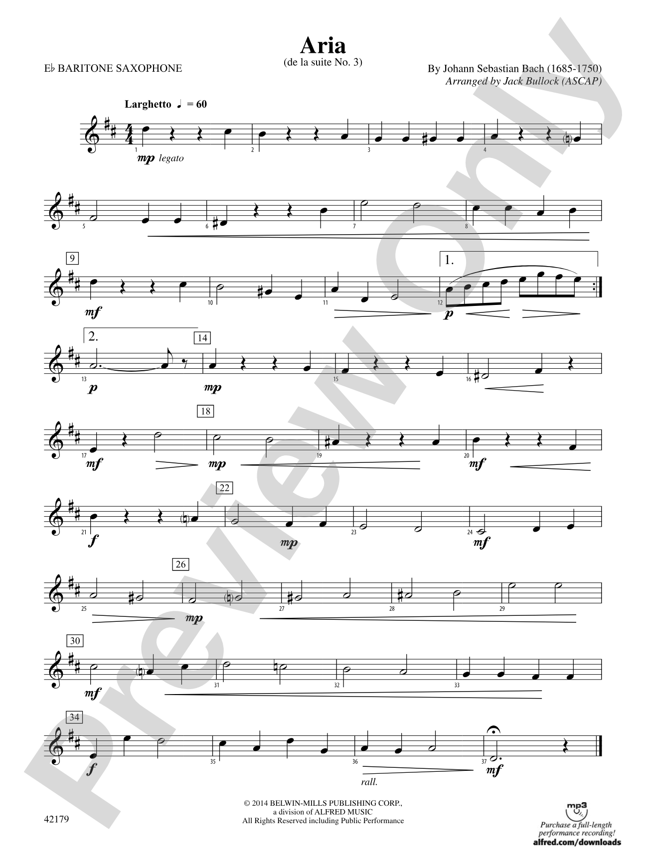 Aria: E-flat Baritone Saxophone