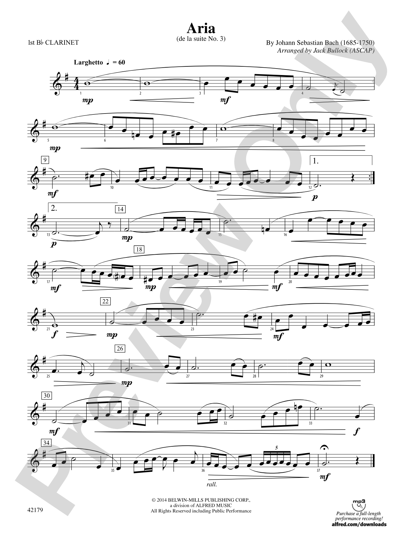 Aria: 1st B-flat Clarinet