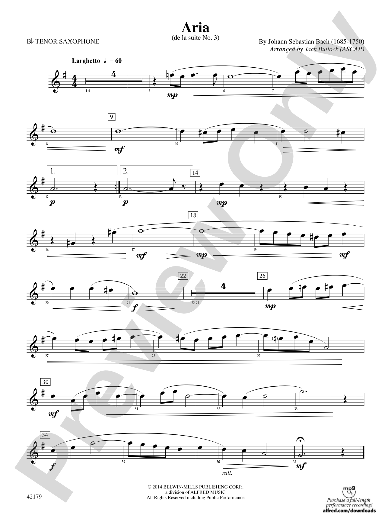Aria: B-flat Tenor Saxophone