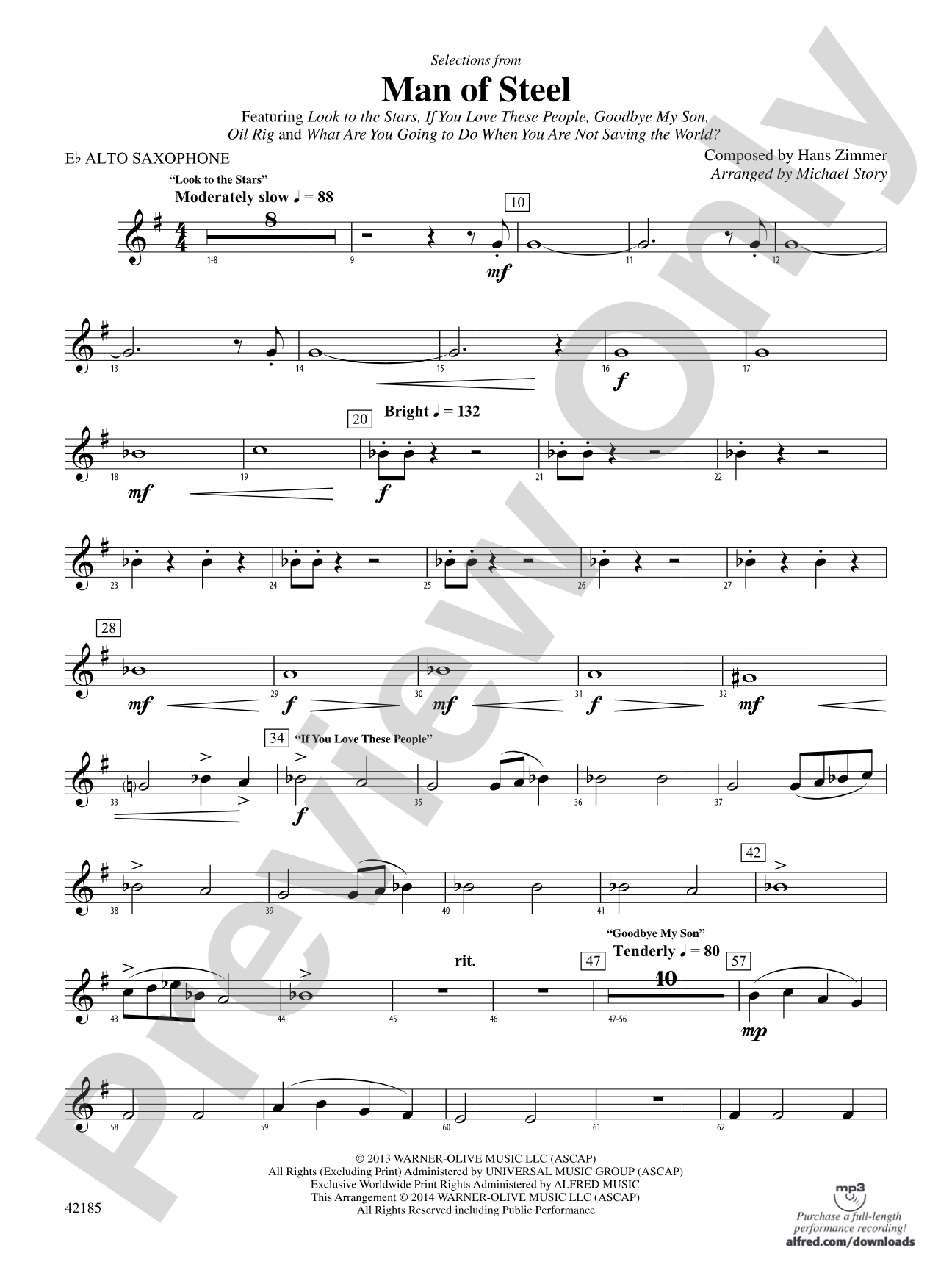 Man of Steel, Selections from: E-flat Alto Saxophone