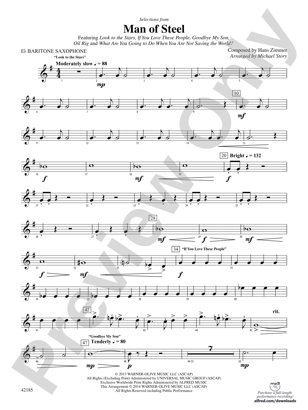 Man of Steel, Selections from: E-flat Baritone Saxophone