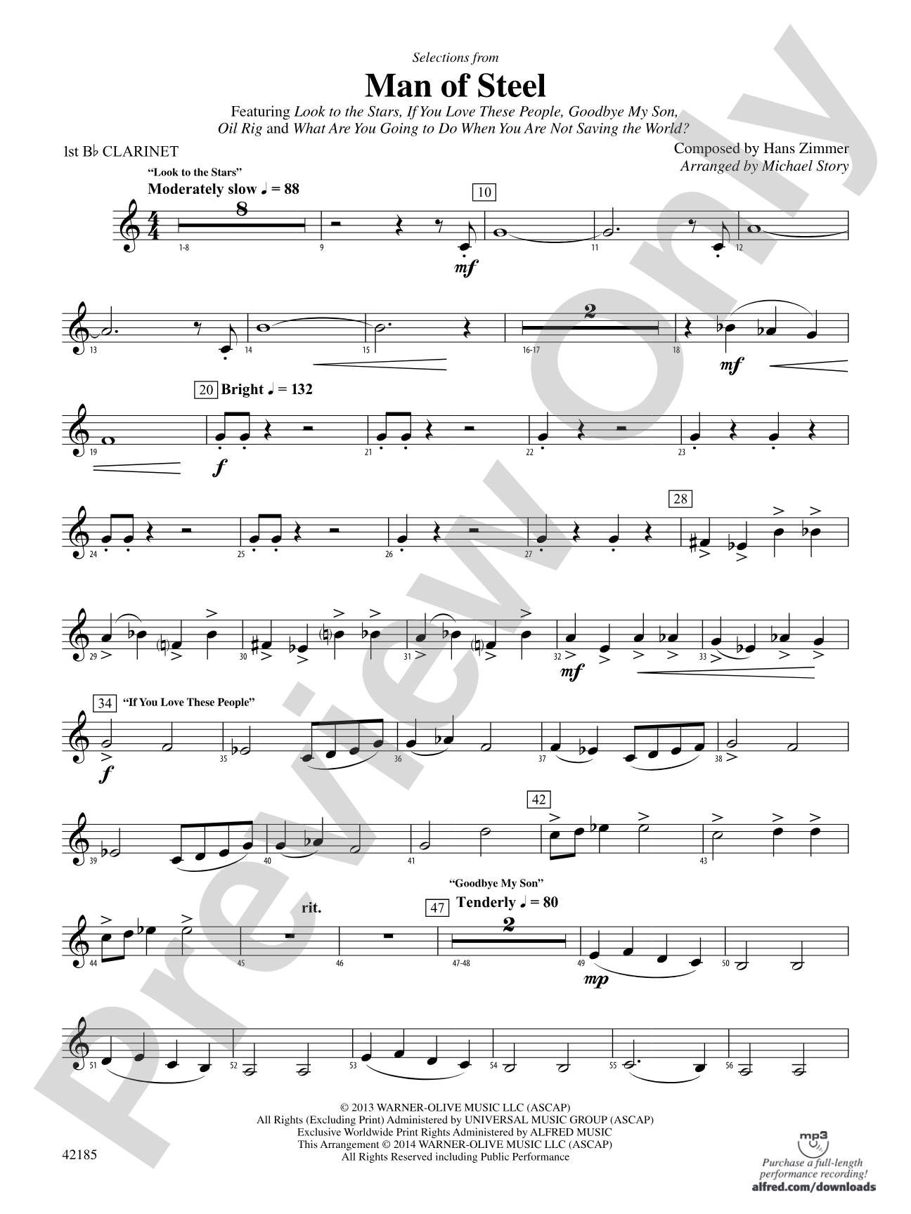 Man of Steel, Selections from: 1st B-flat Clarinet