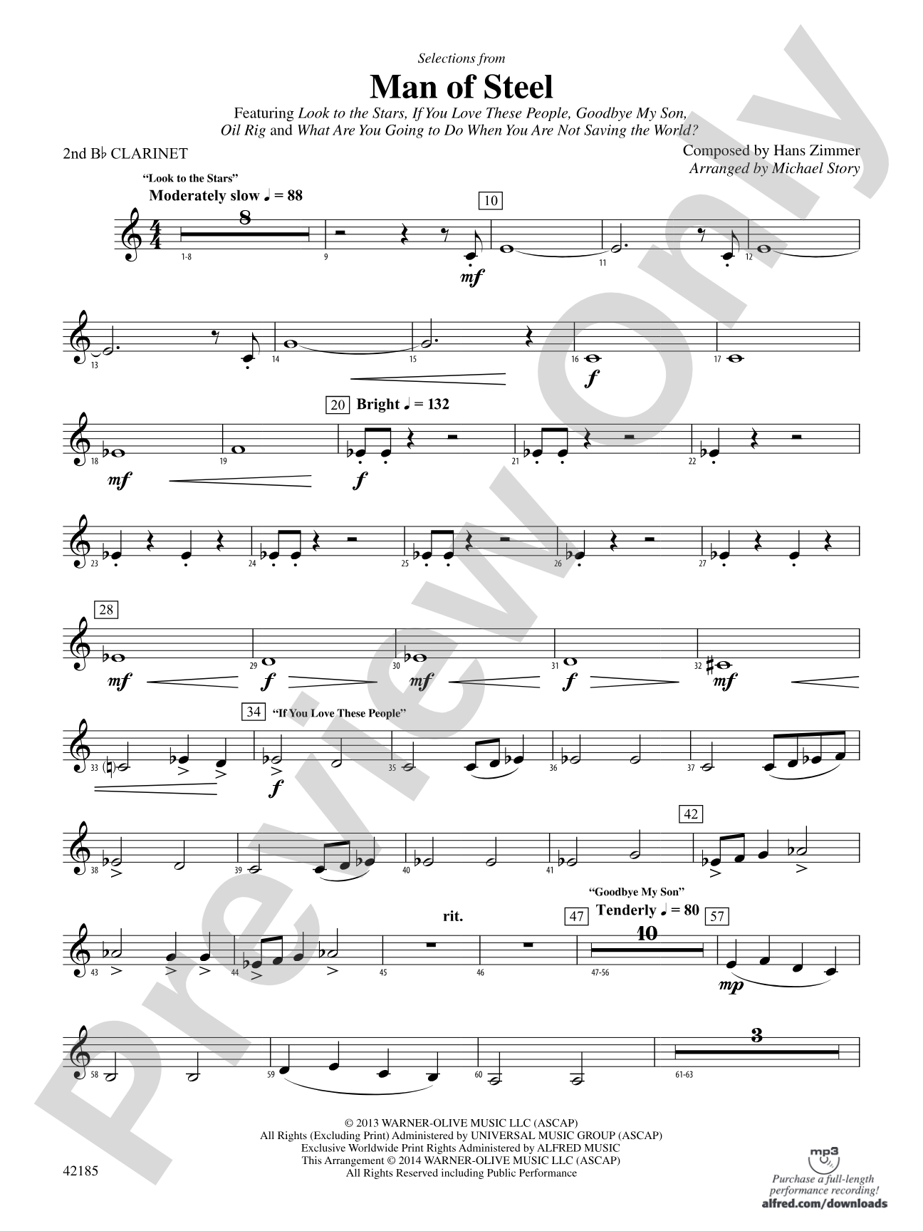 Man of Steel, Selections from: 2nd B-flat Clarinet