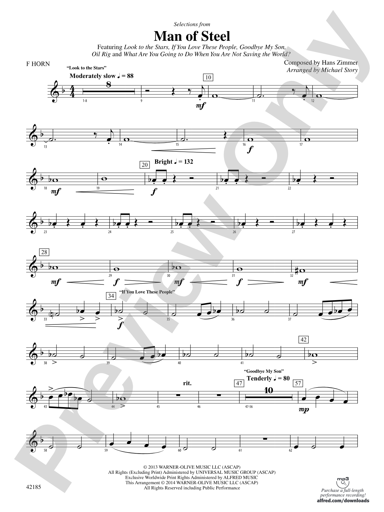 Man of Steel, Selections from: 1st F Horn