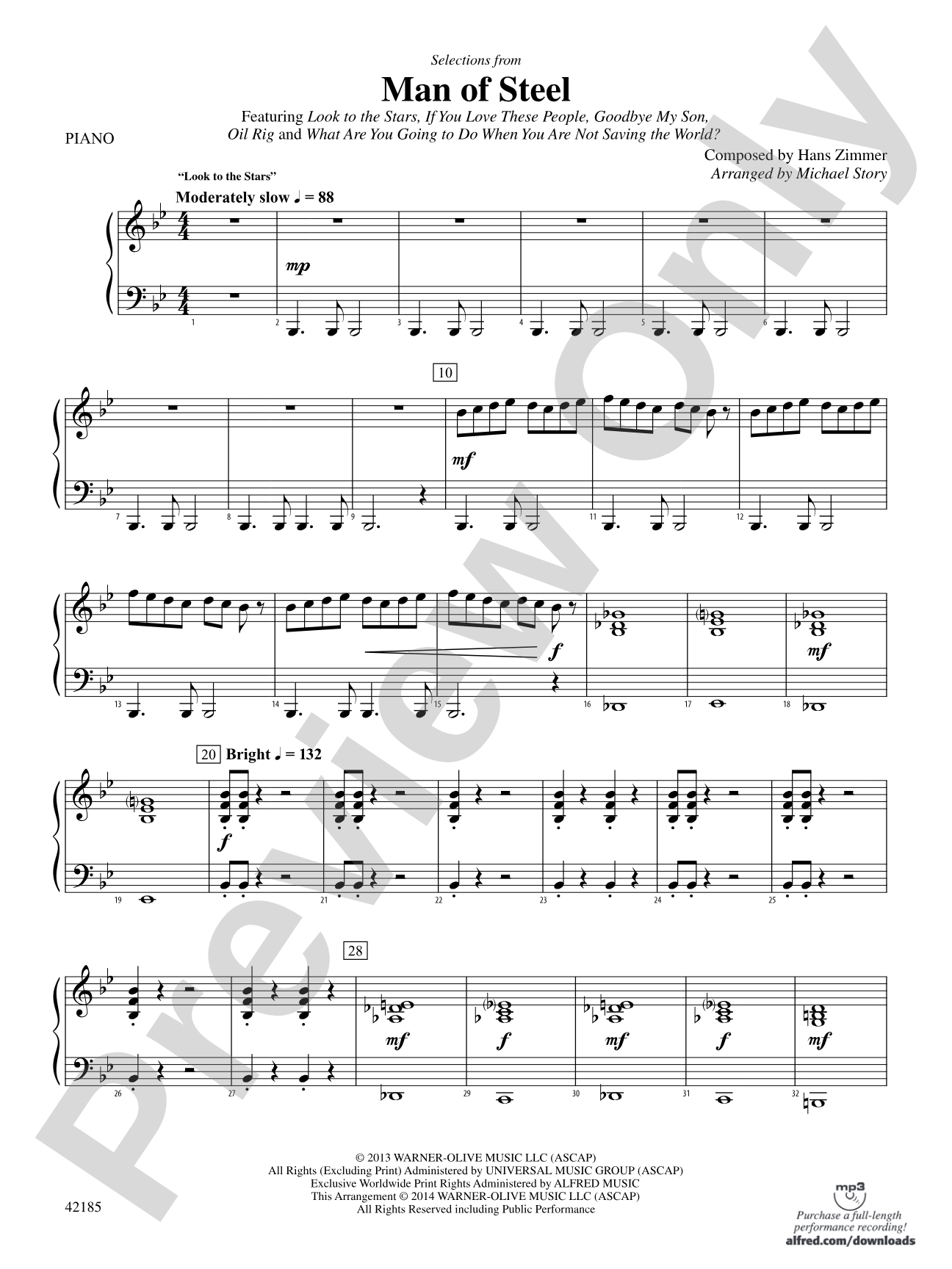 Man of Steel, Selections from: Piano Accompaniment