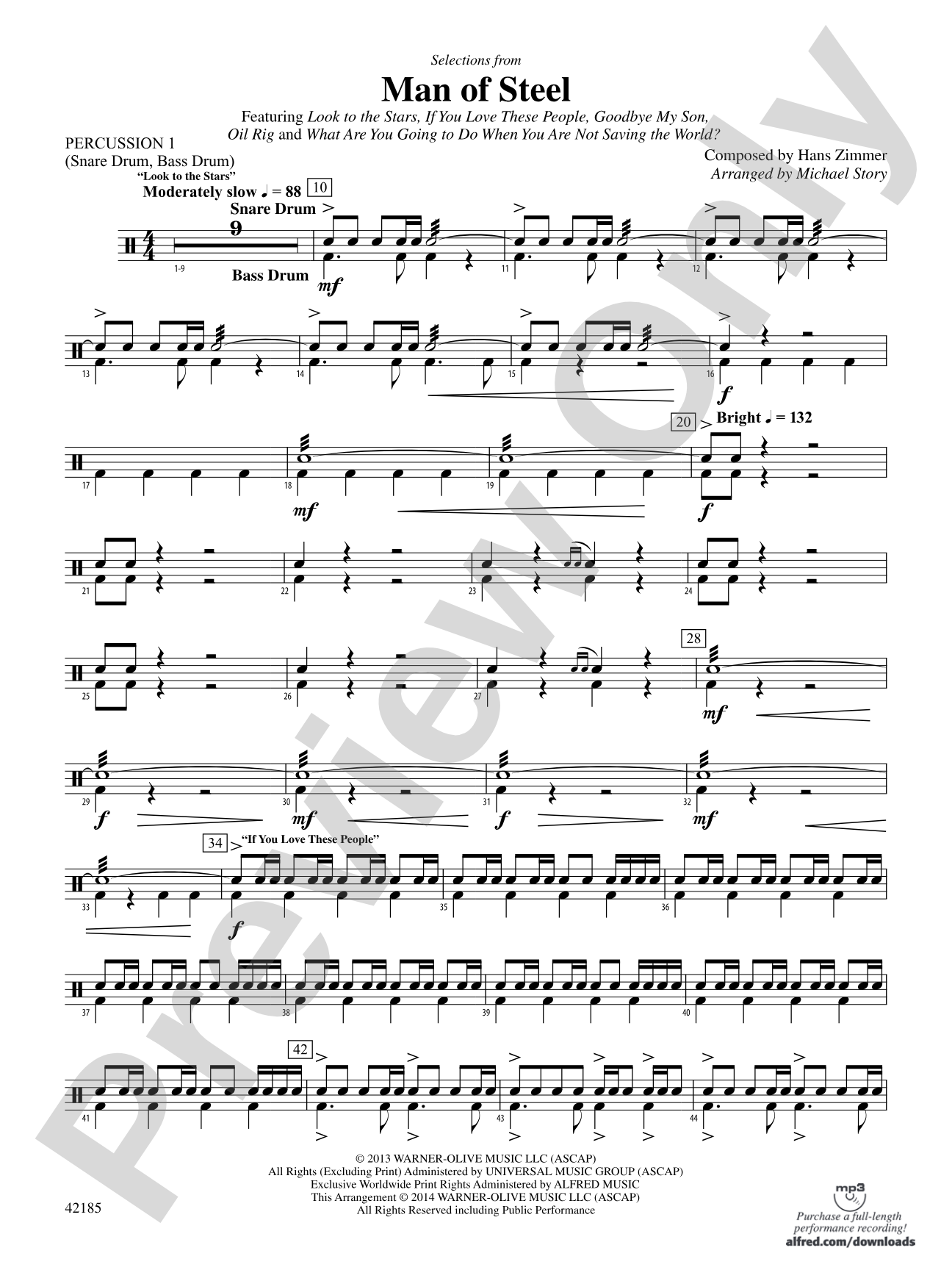 Man of Steel, Selections from: 1st Percussion