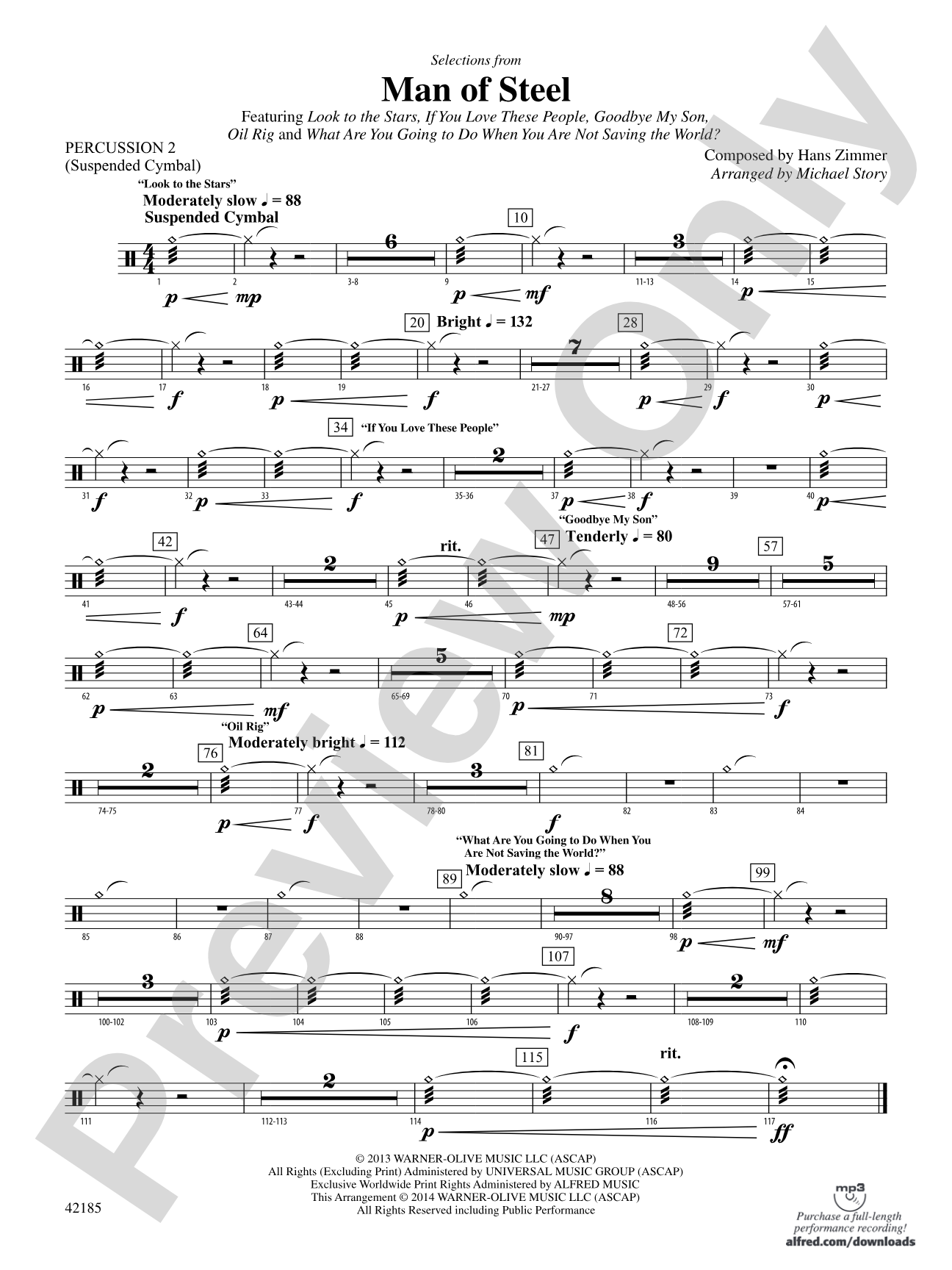 Man of Steel, Selections from: 2nd Percussion