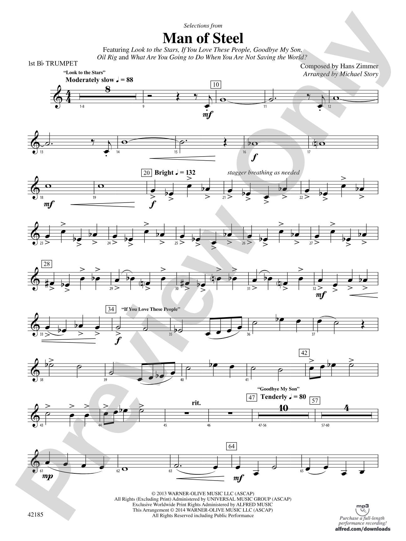 Man of Steel, Selections from: 1st B-flat Trumpet