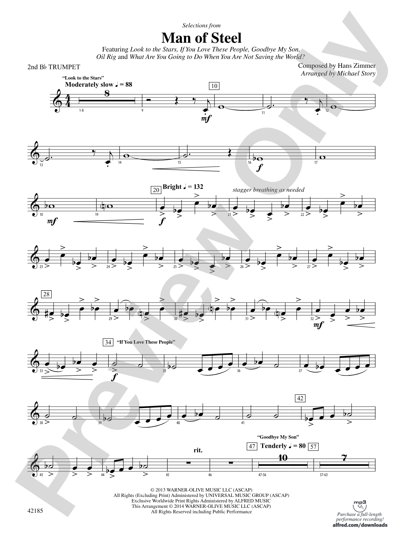 Man of Steel, Selections from: 2nd B-flat Trumpet