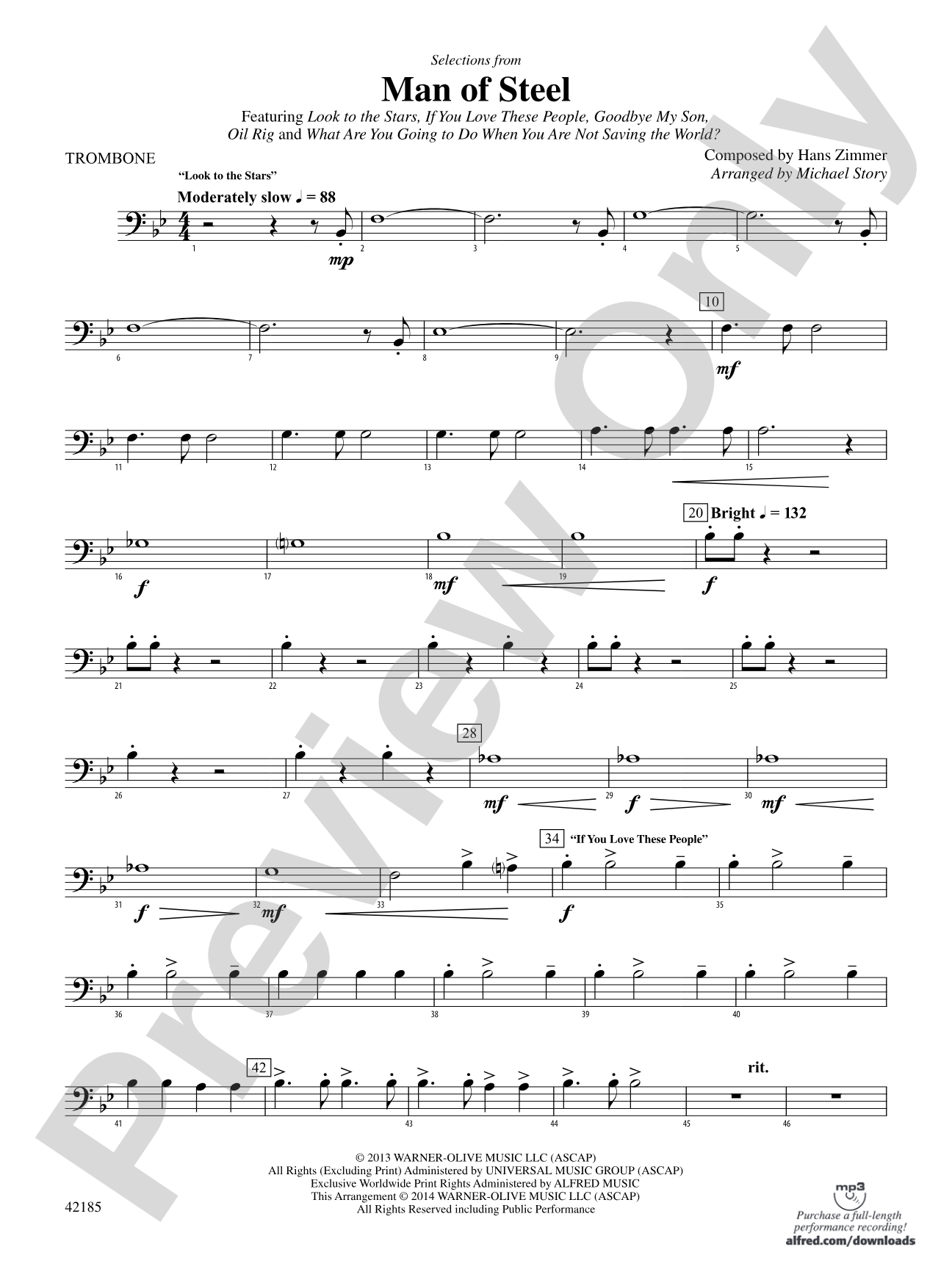 Man of Steel, Selections from: 1st Trombone