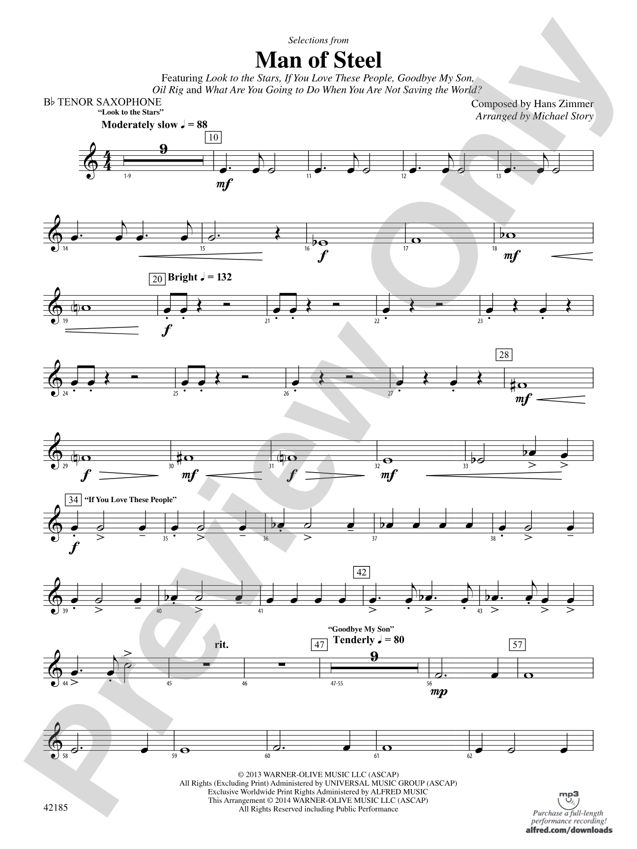 Man of Steel, Selections from: B-flat Tenor Saxophone
