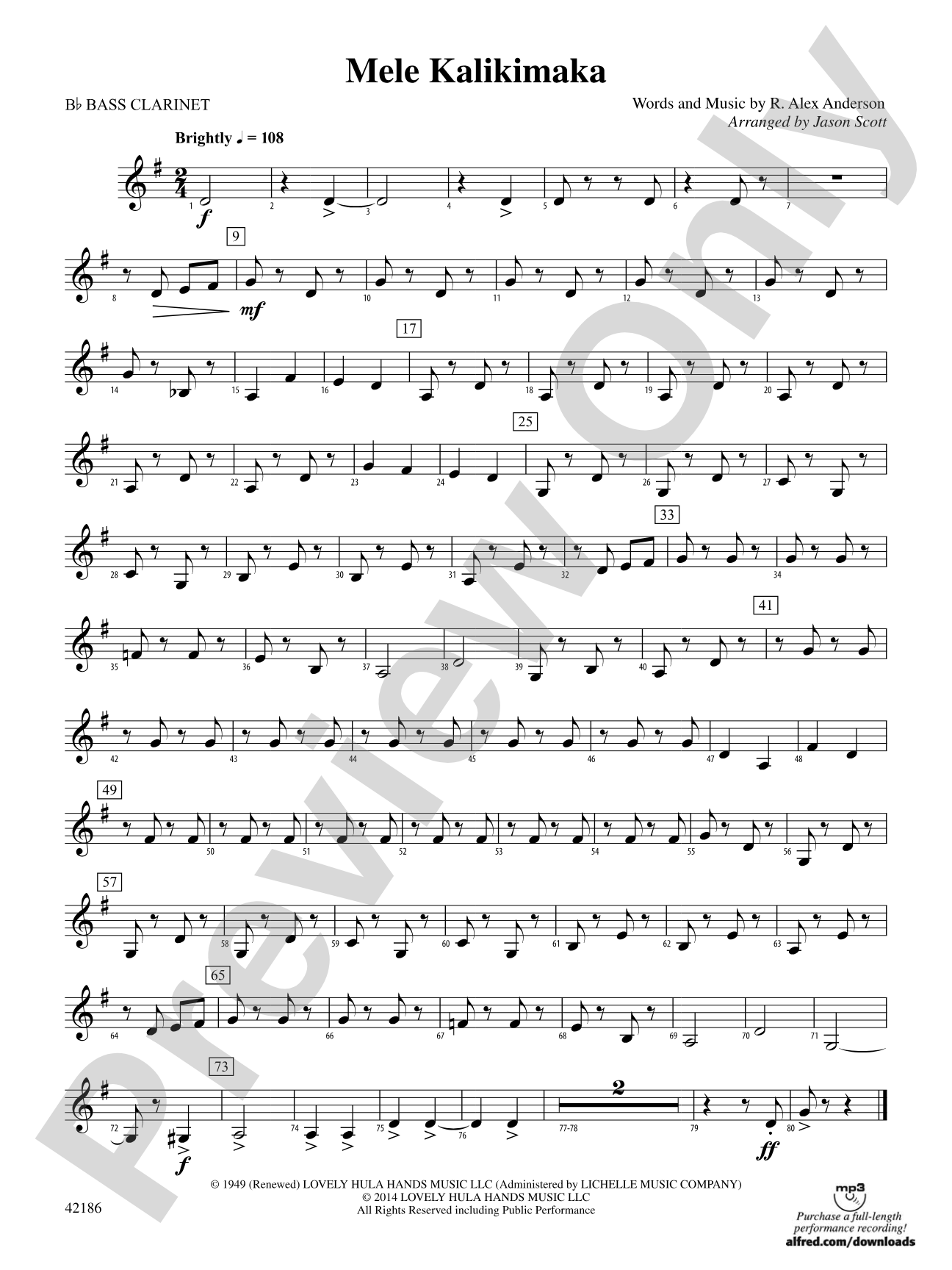 Mele Kalikimaka: B-flat Bass Clarinet
