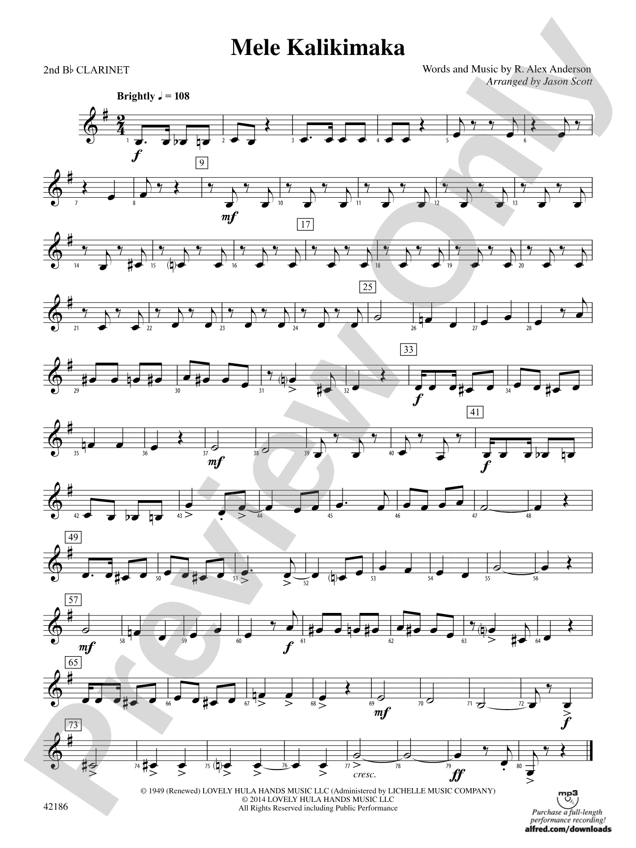 Mele Kalikimaka: 2nd B-flat Clarinet