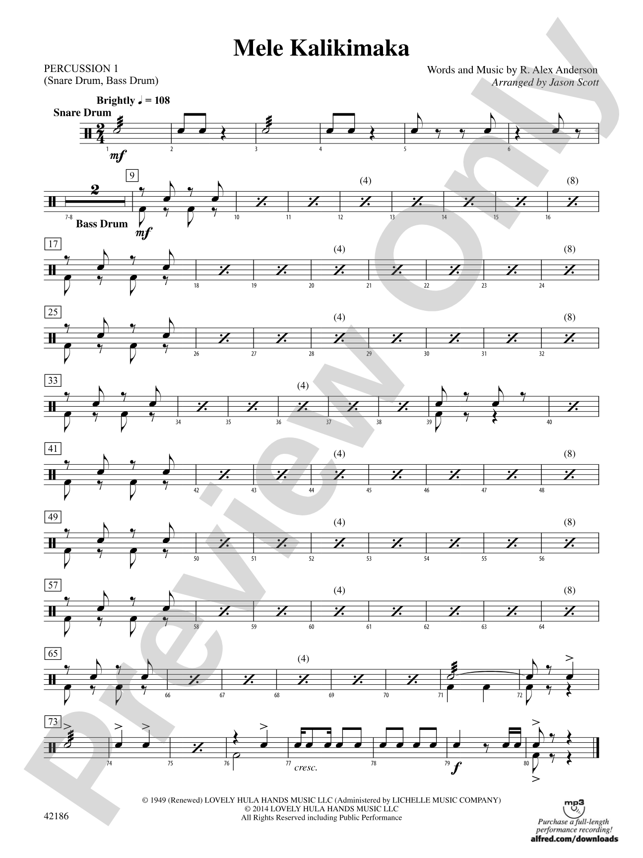 Mele Kalikimaka: 1st Percussion
