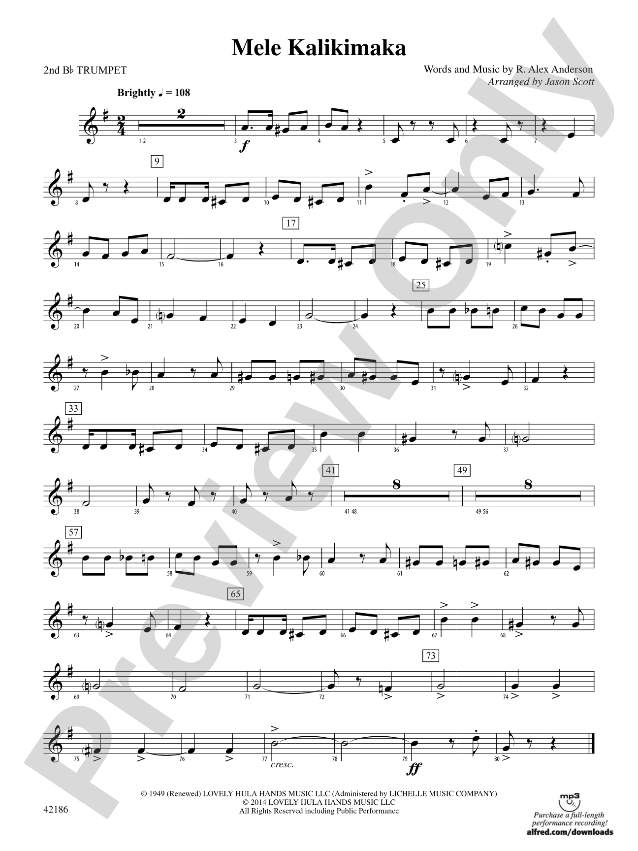 Mele Kalikimaka: 2nd B-flat Trumpet