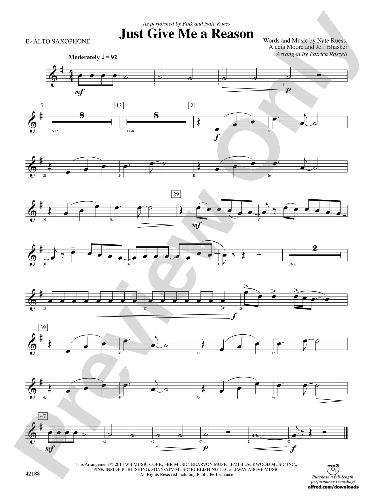 Just Give Me a Reason: E-flat Alto Saxophone