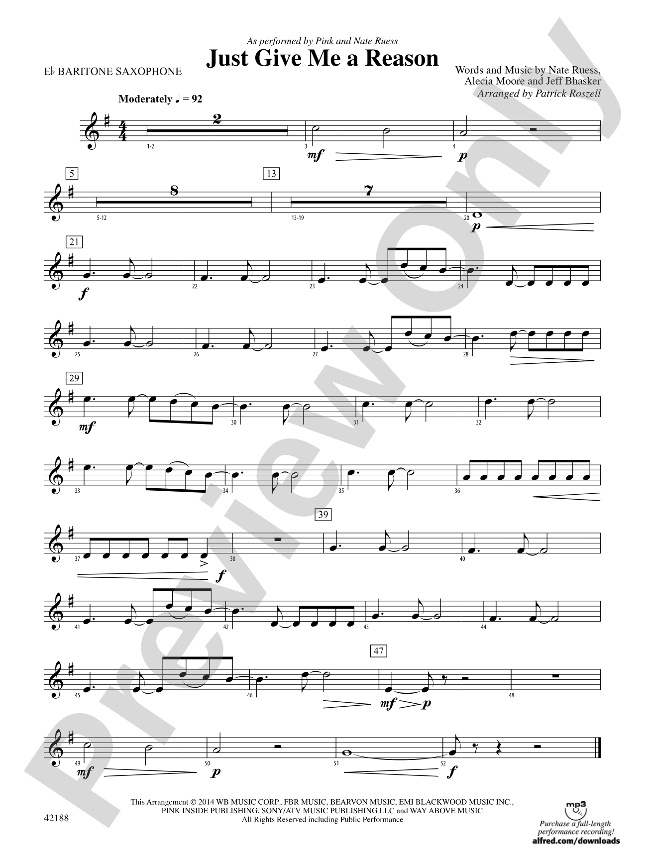 Just Give Me a Reason: E-flat Baritone Saxophone