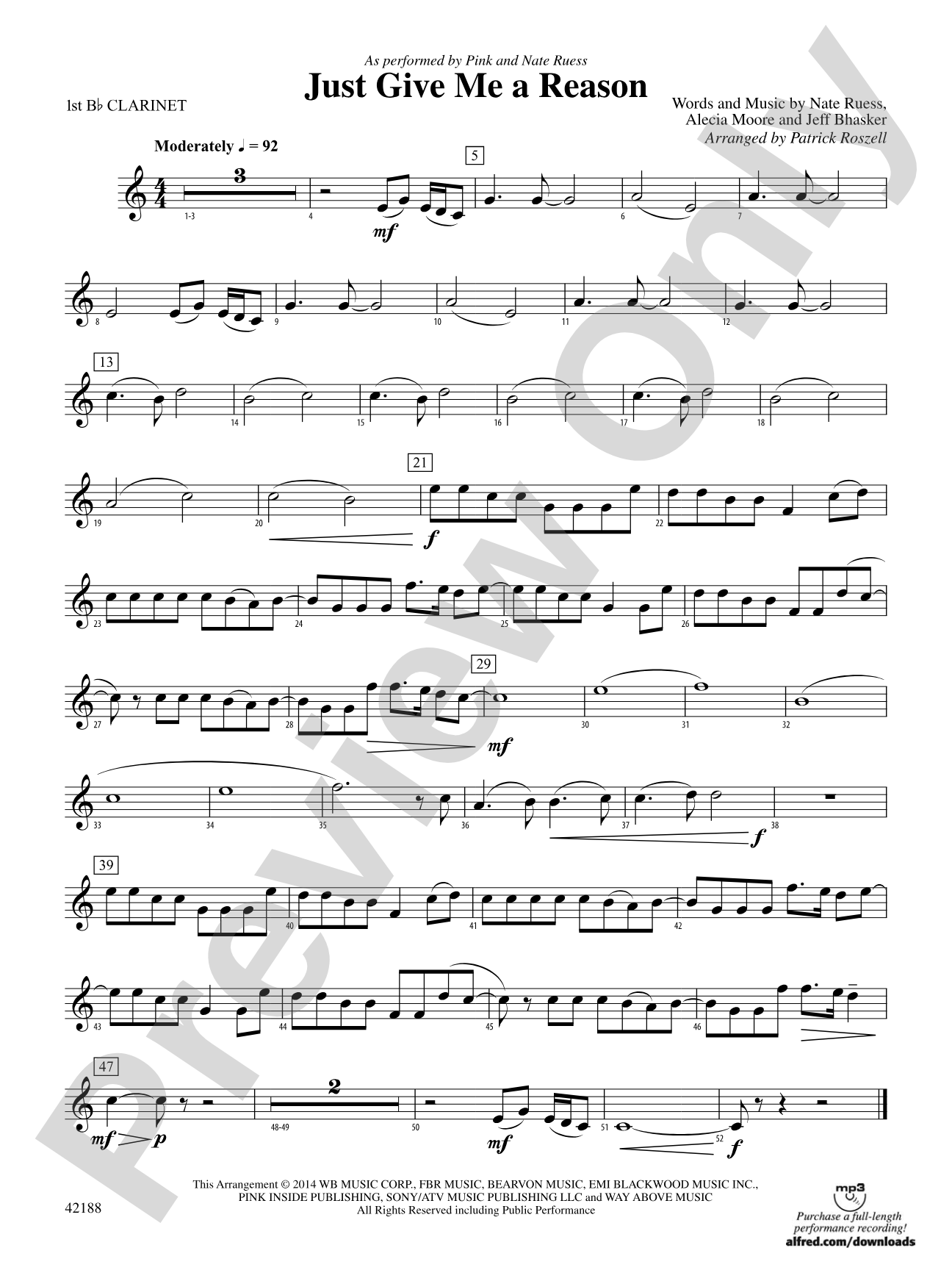 Just Give Me a Reason: 1st B-flat Clarinet