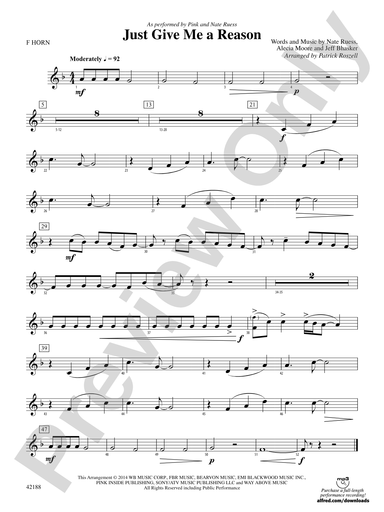 Just Give Me a Reason: 1st F Horn