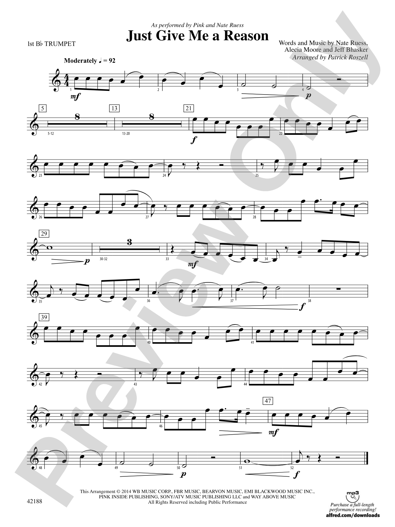 Just Give Me a Reason: 1st B-flat Trumpet