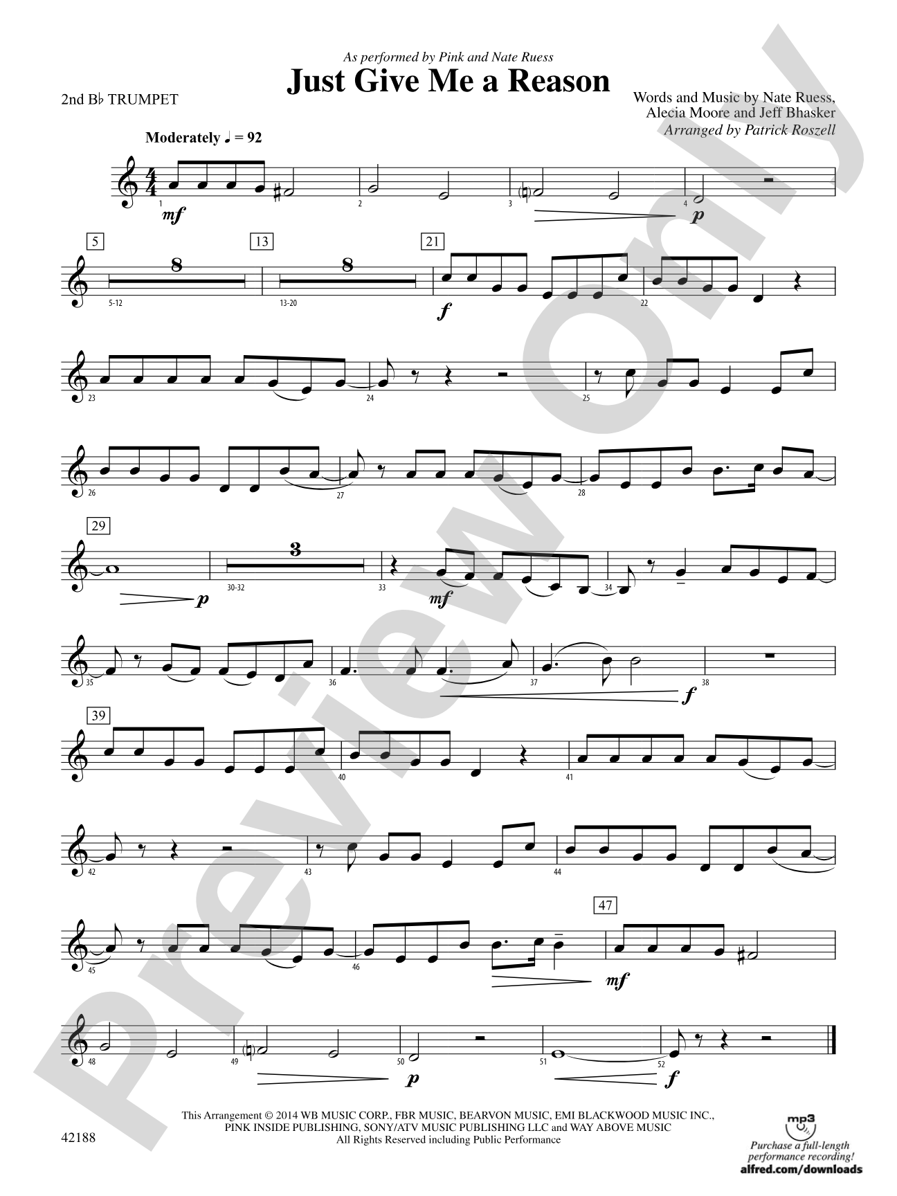 Just Give Me a Reason: 2nd B-flat Trumpet