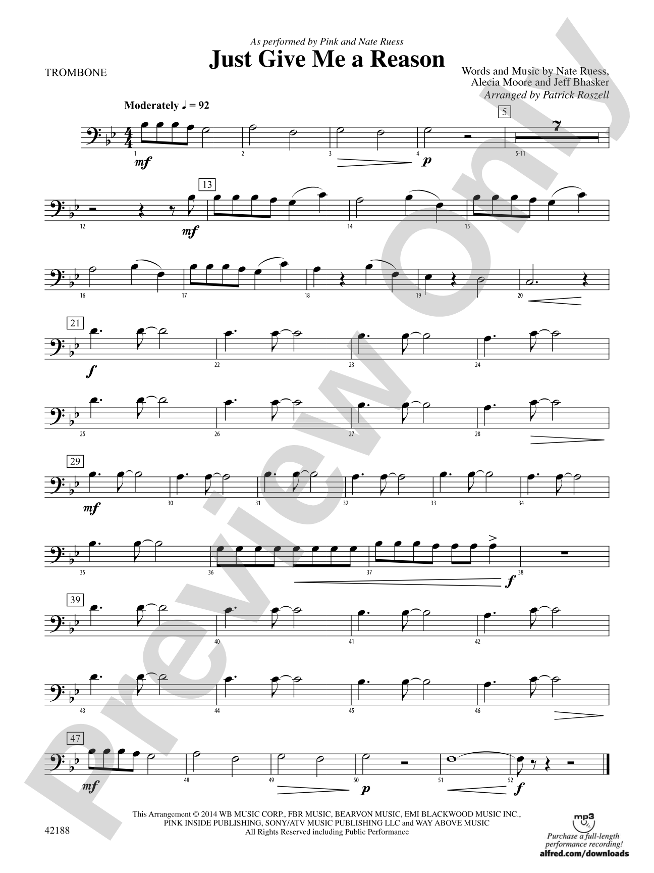 Just Give Me a Reason: 1st Trombone