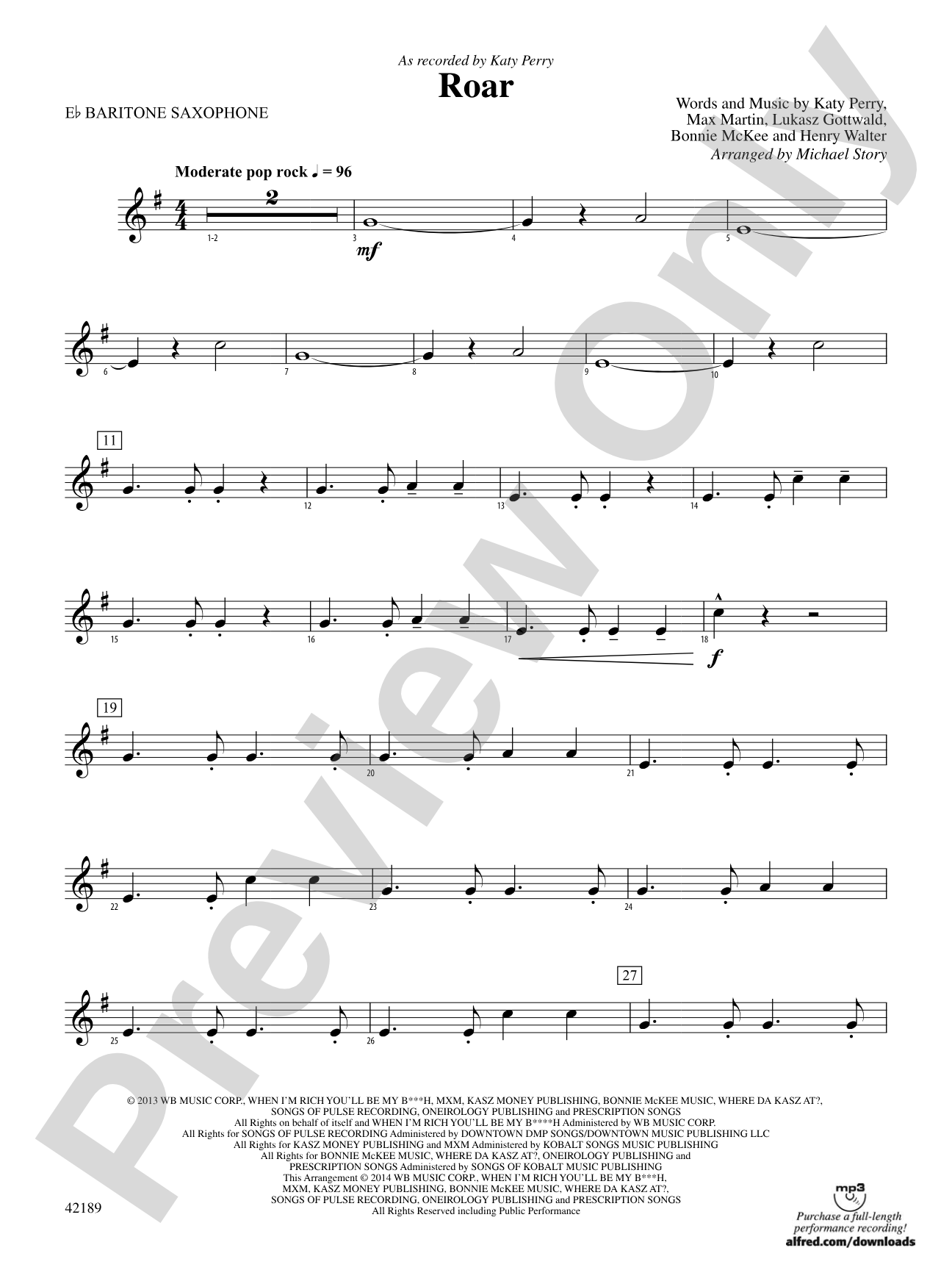 Roar: E-flat Baritone Saxophone