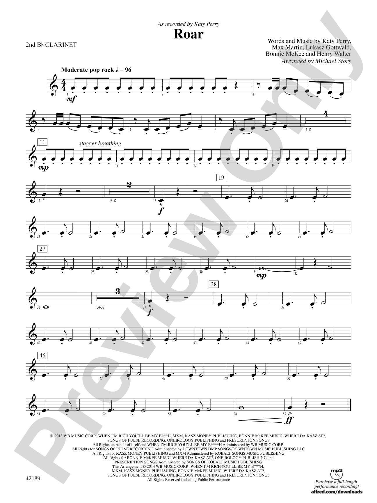Roar: 2nd B-flat Clarinet