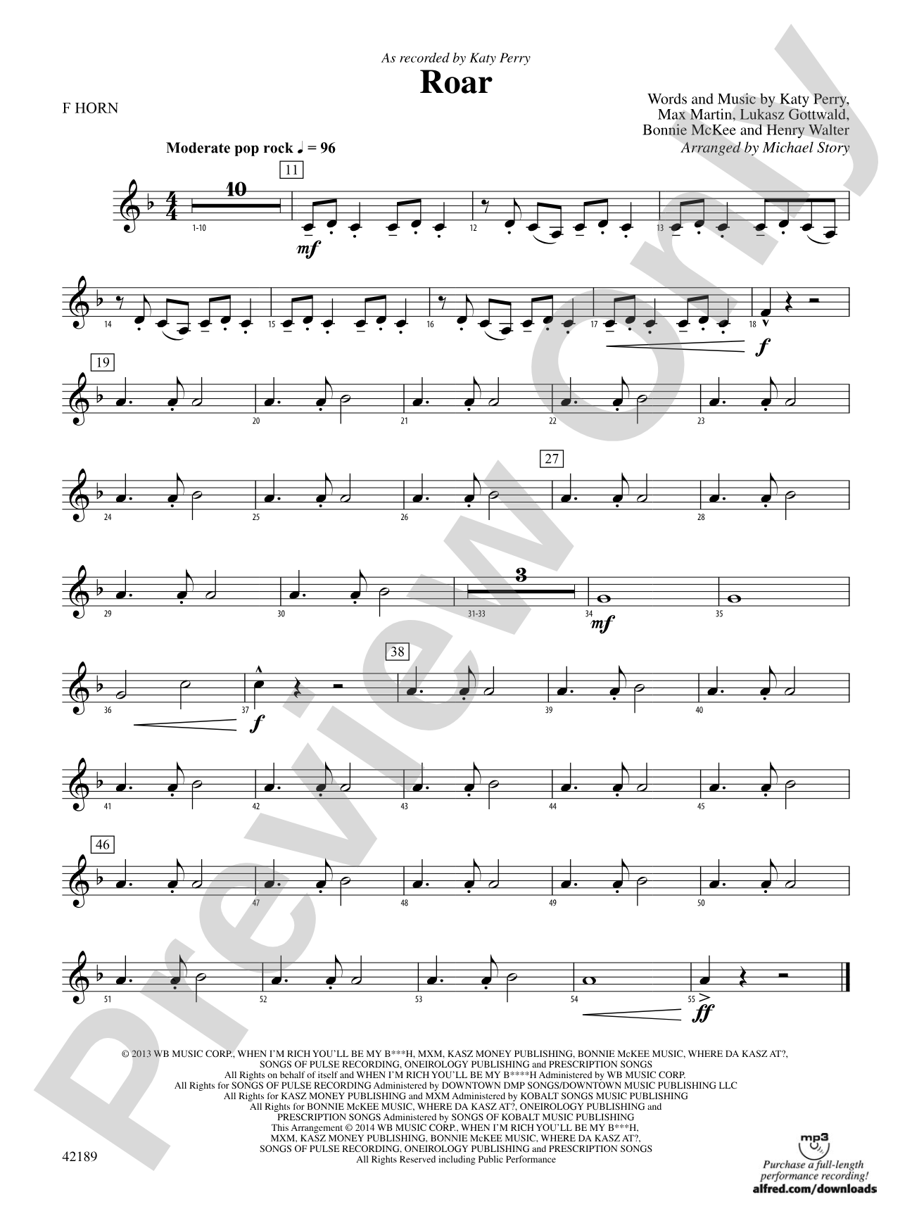 Roar: 1st F Horn