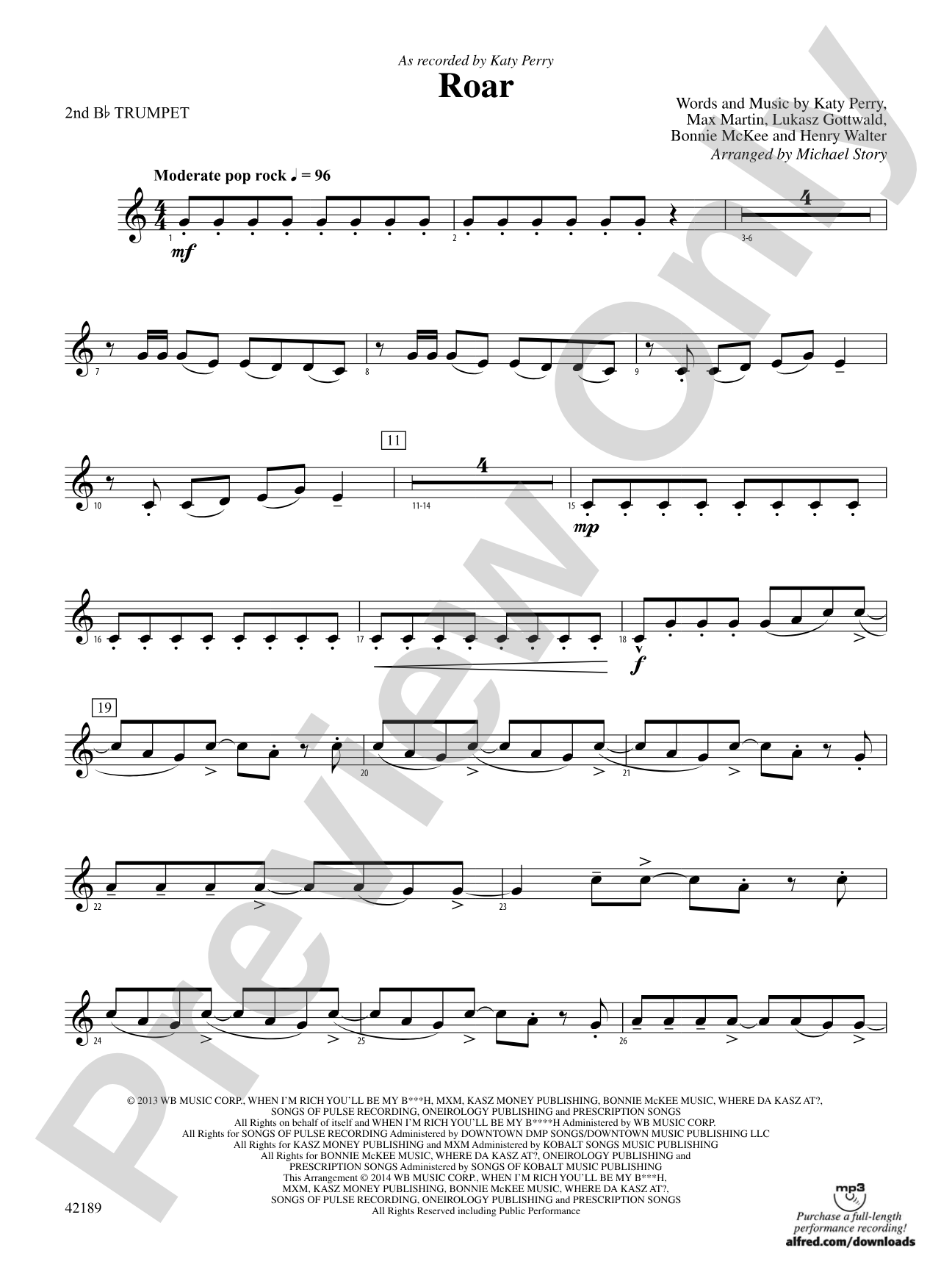 Roar: 2nd B-flat Trumpet