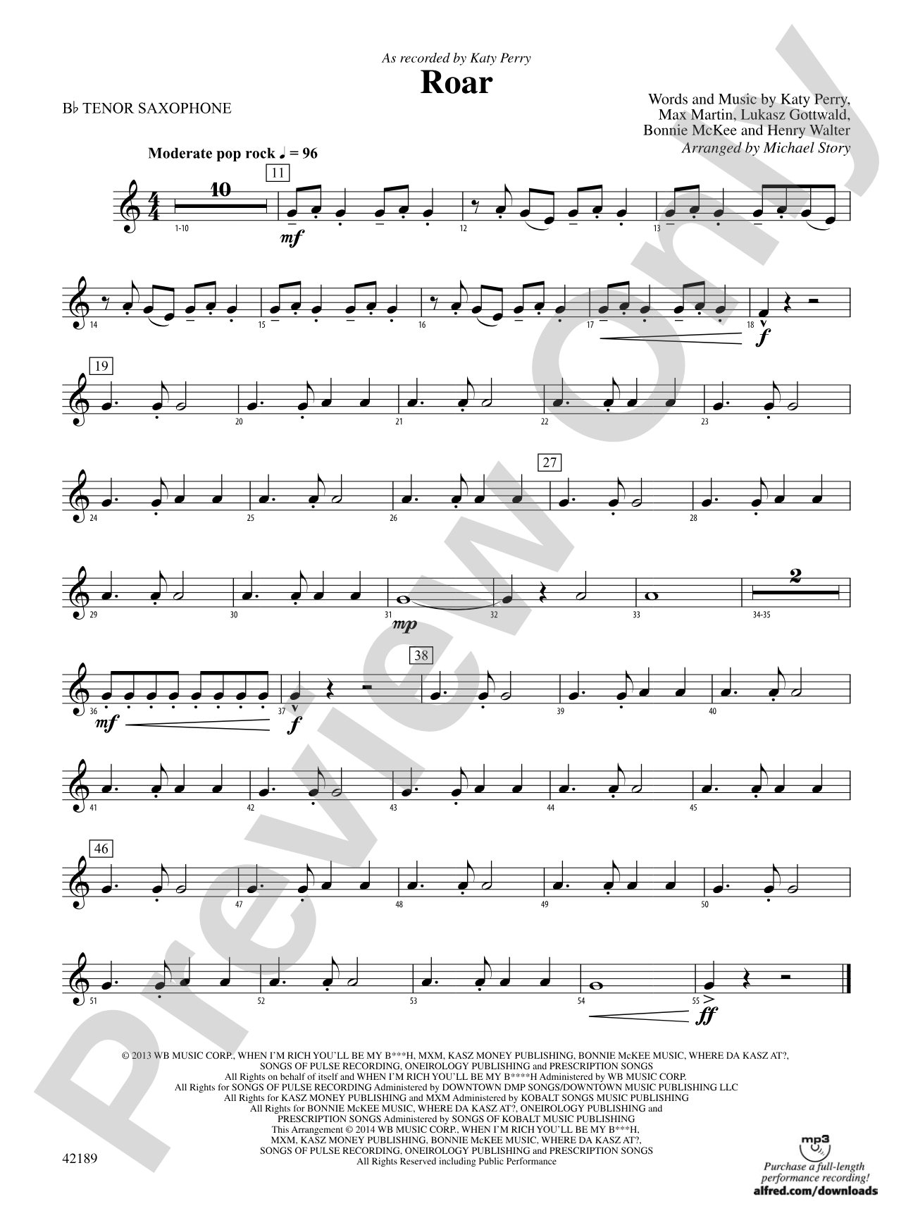 Roar: B-flat Tenor Saxophone