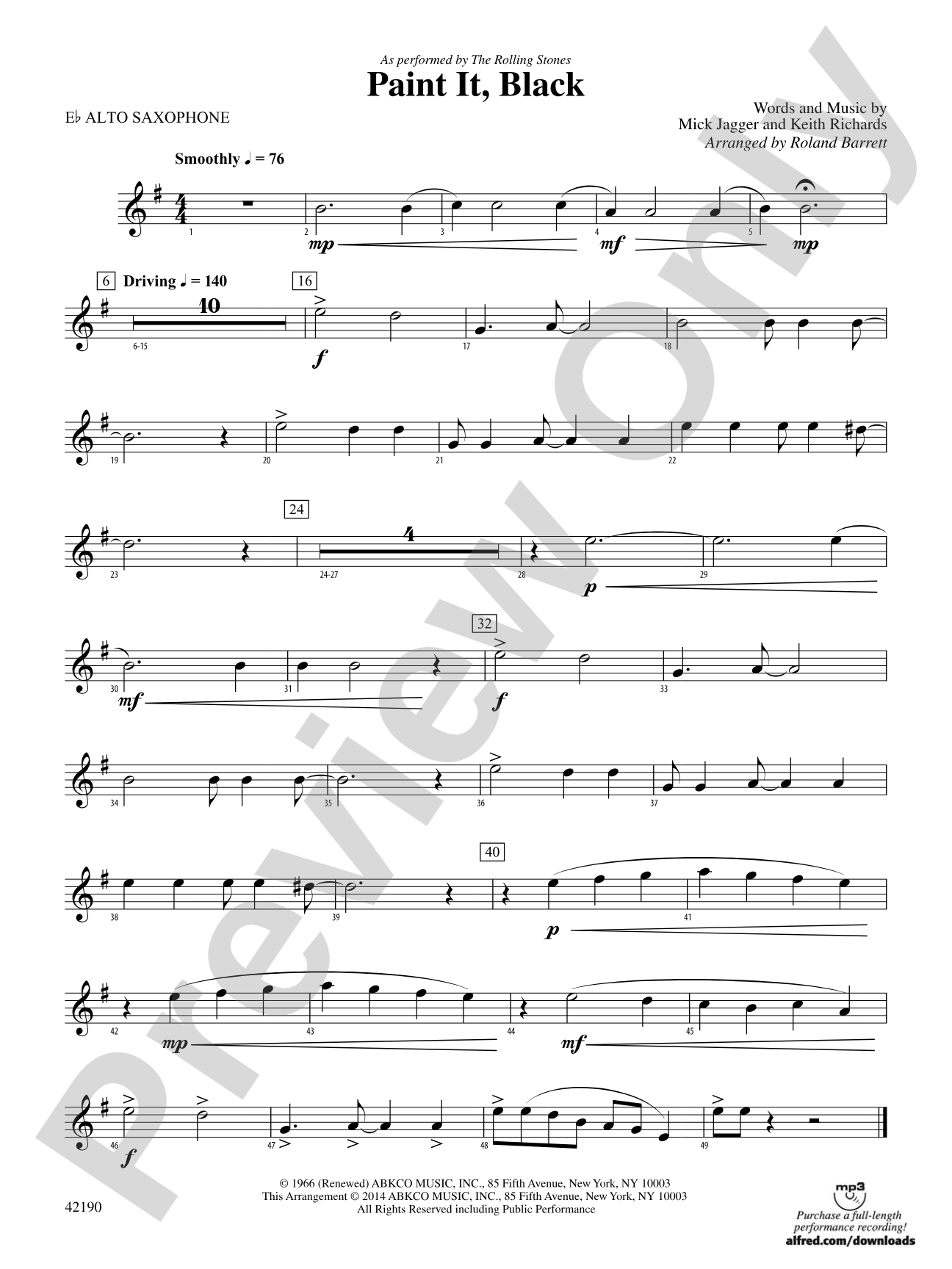 Paint It, Black: E-flat Alto Saxophone