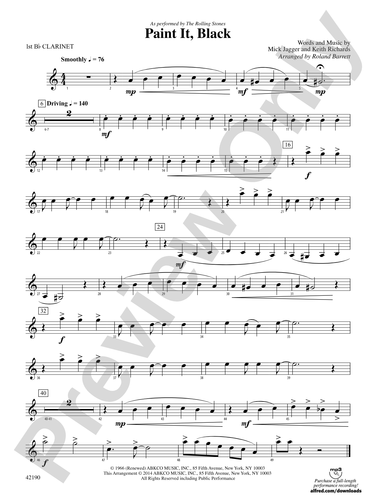 Paint It, Black: 1st B-flat Clarinet