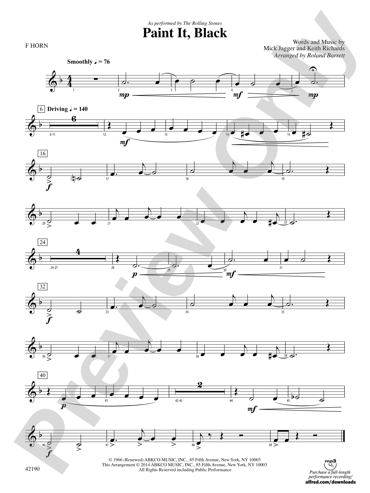 Paint It, Black: 1st F Horn