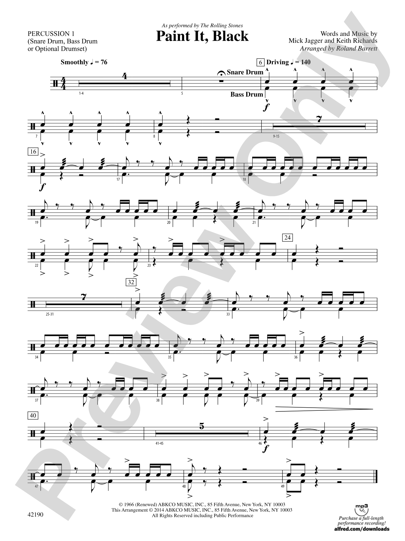 Paint It, Black: 1st Percussion