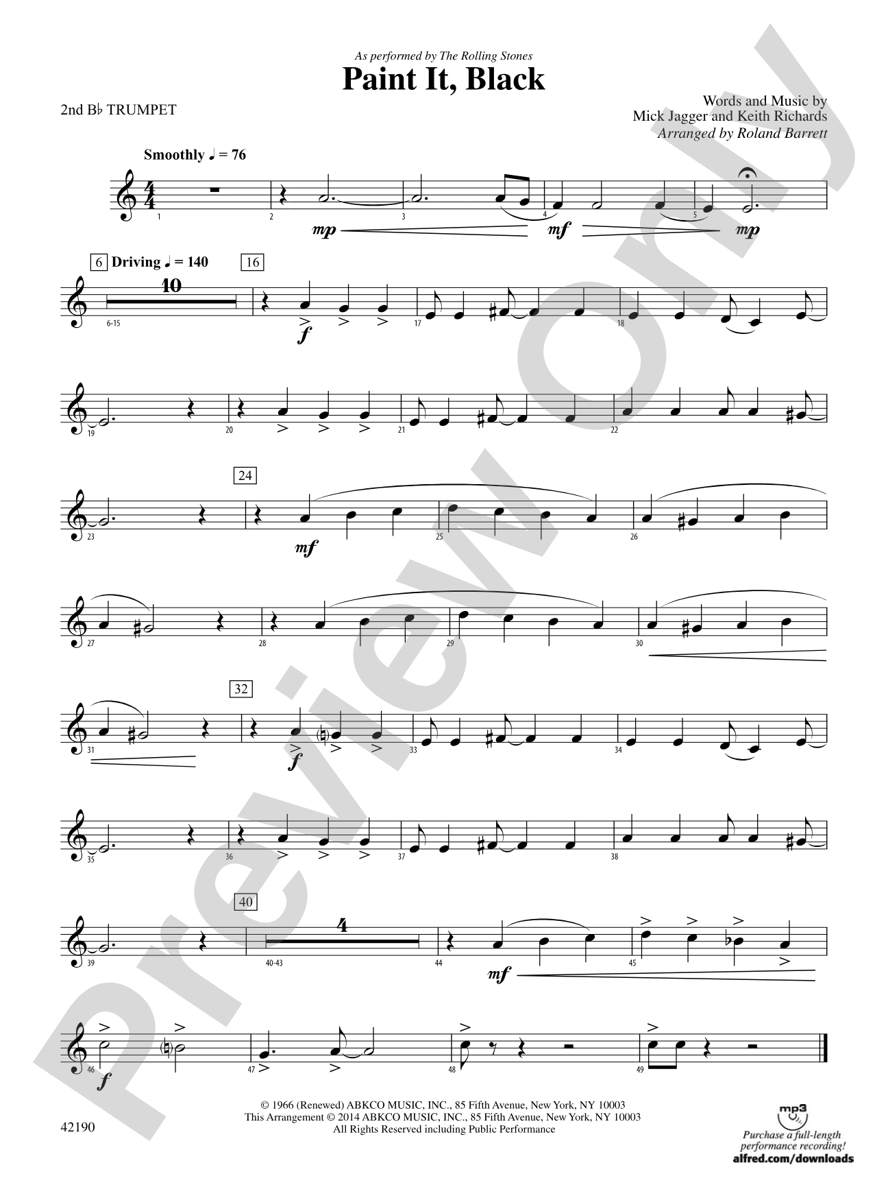 Paint It, Black: 2nd B-flat Trumpet