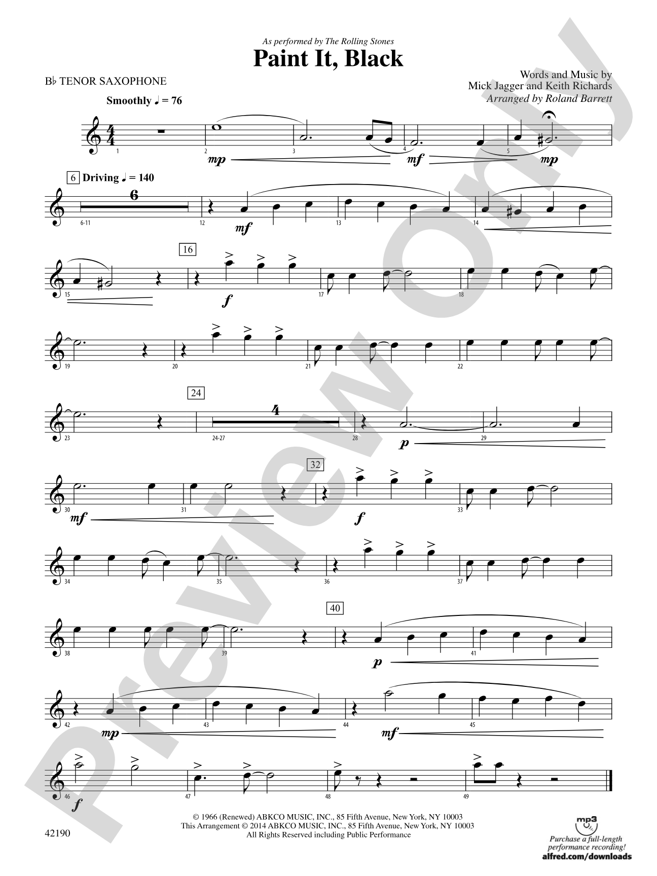 Paint It, Black: B-flat Tenor Saxophone