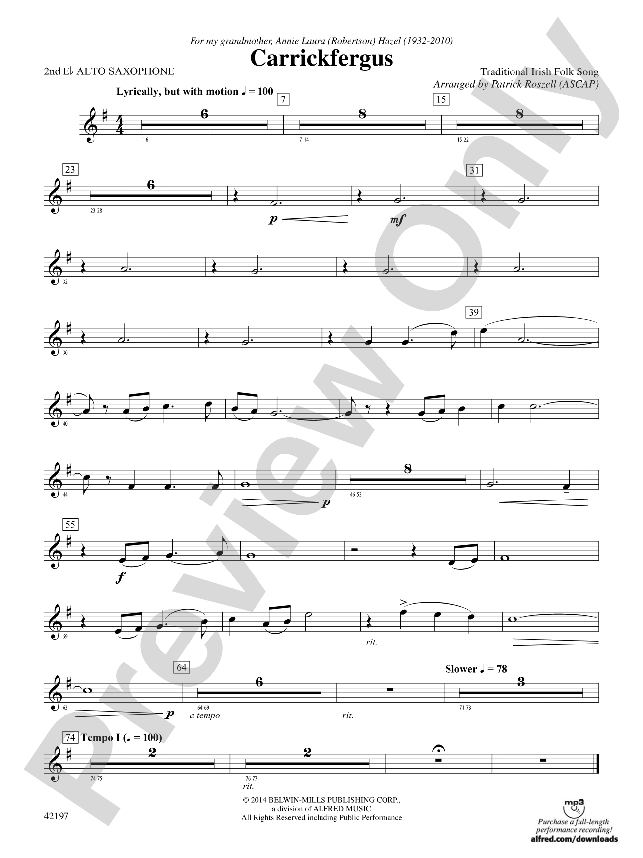 Carrickfergus: 2nd E-flat Alto Saxophone