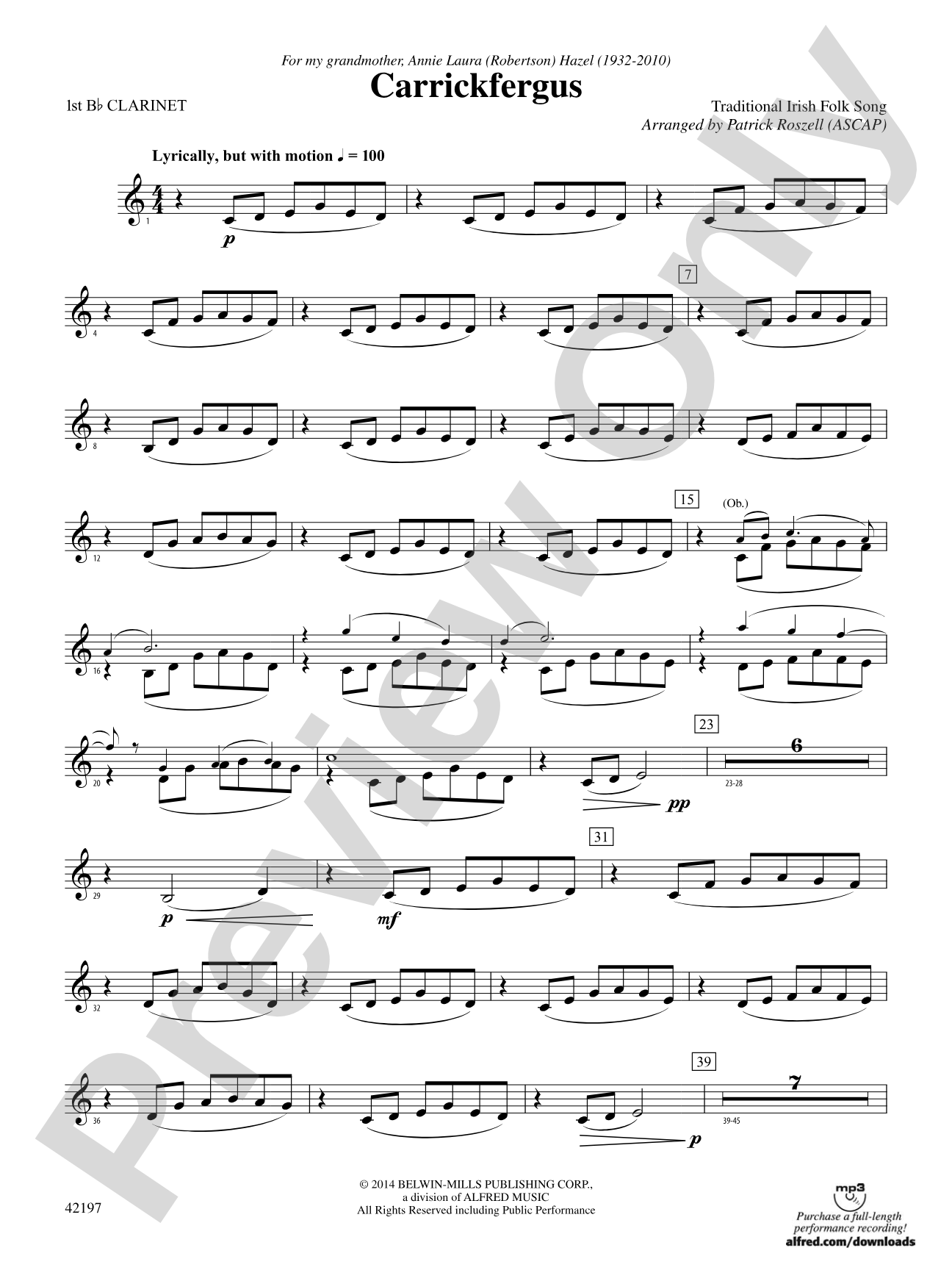 Carrickfergus: 1st B-flat Clarinet