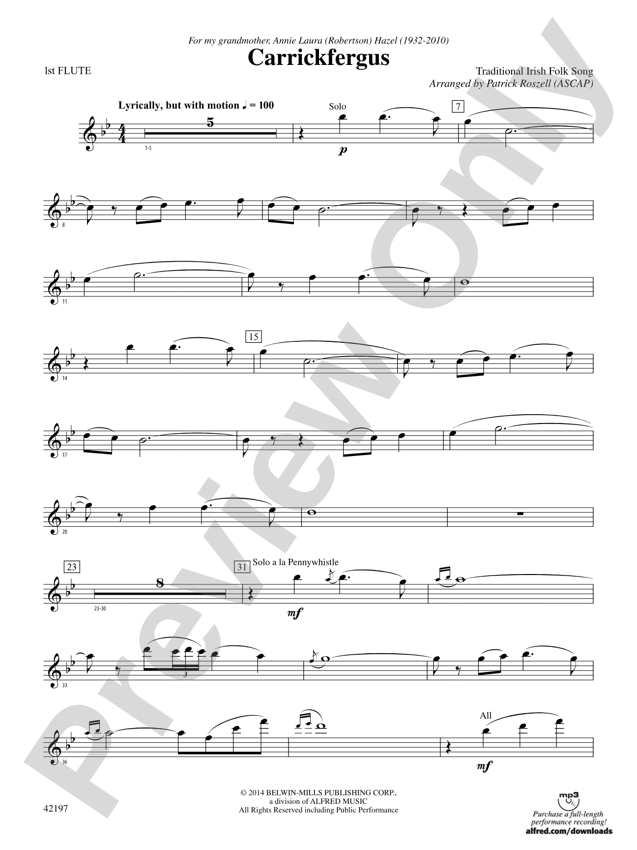Carrickfergus: Flute