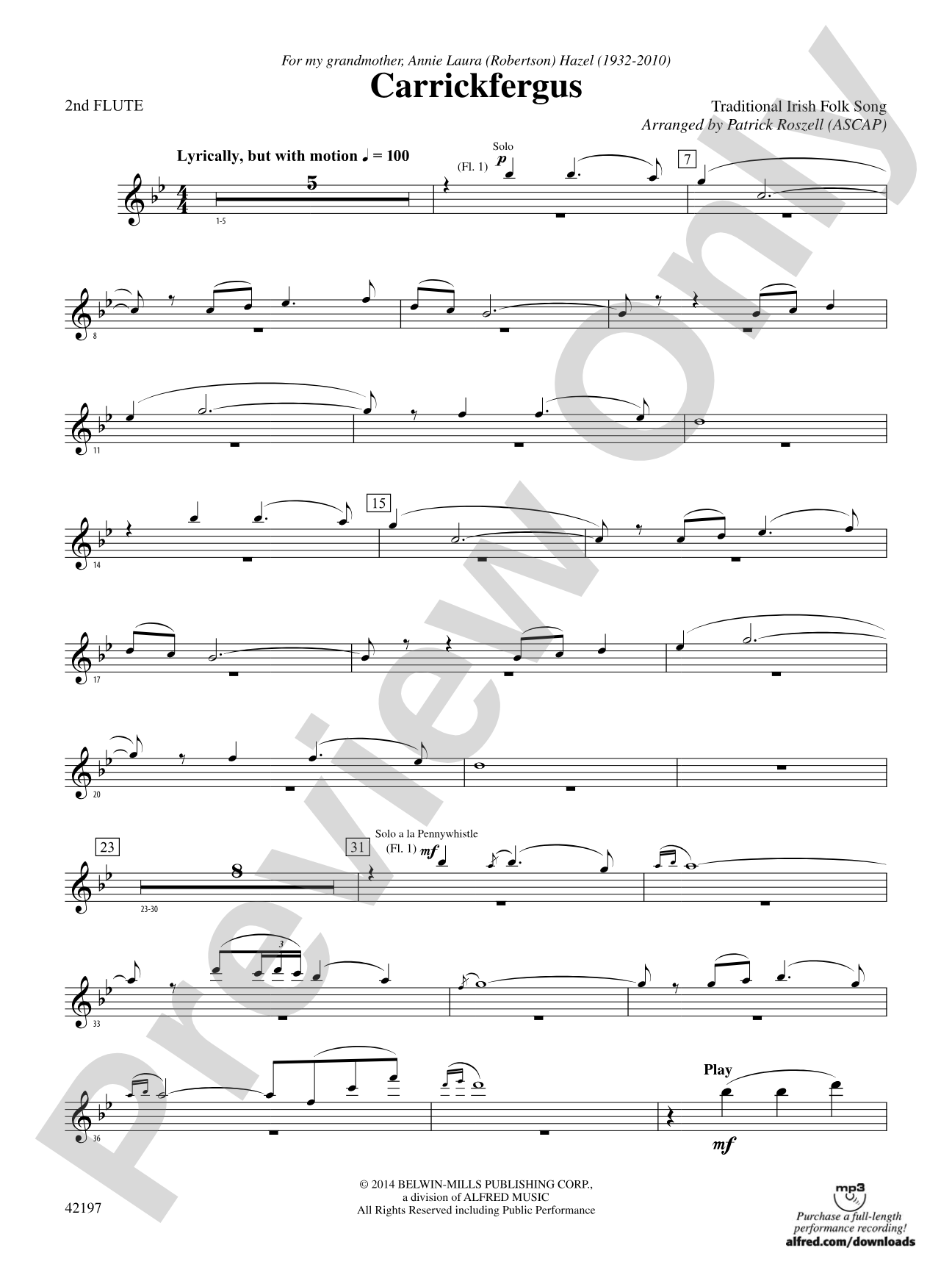 Carrickfergus: 2nd Flute