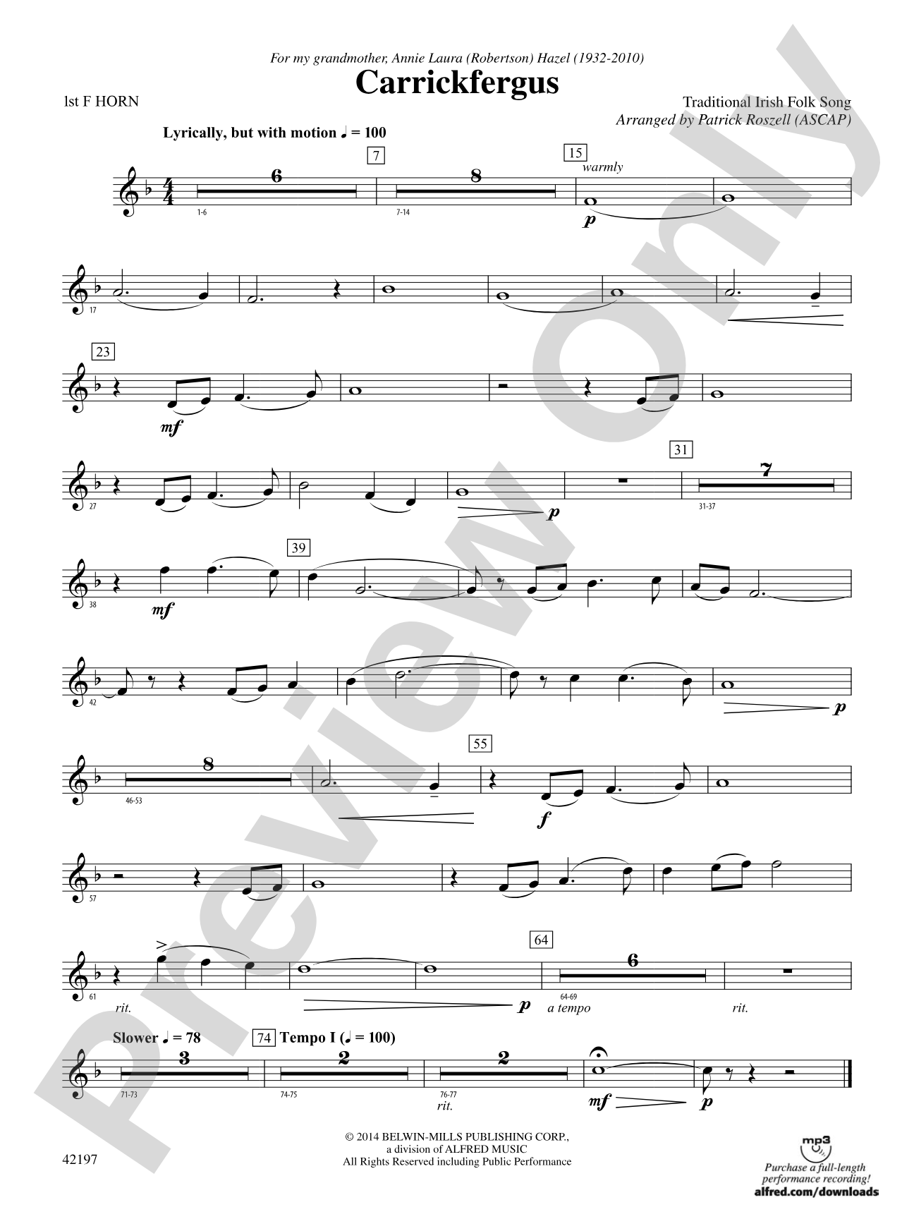 Carrickfergus: 1st F Horn