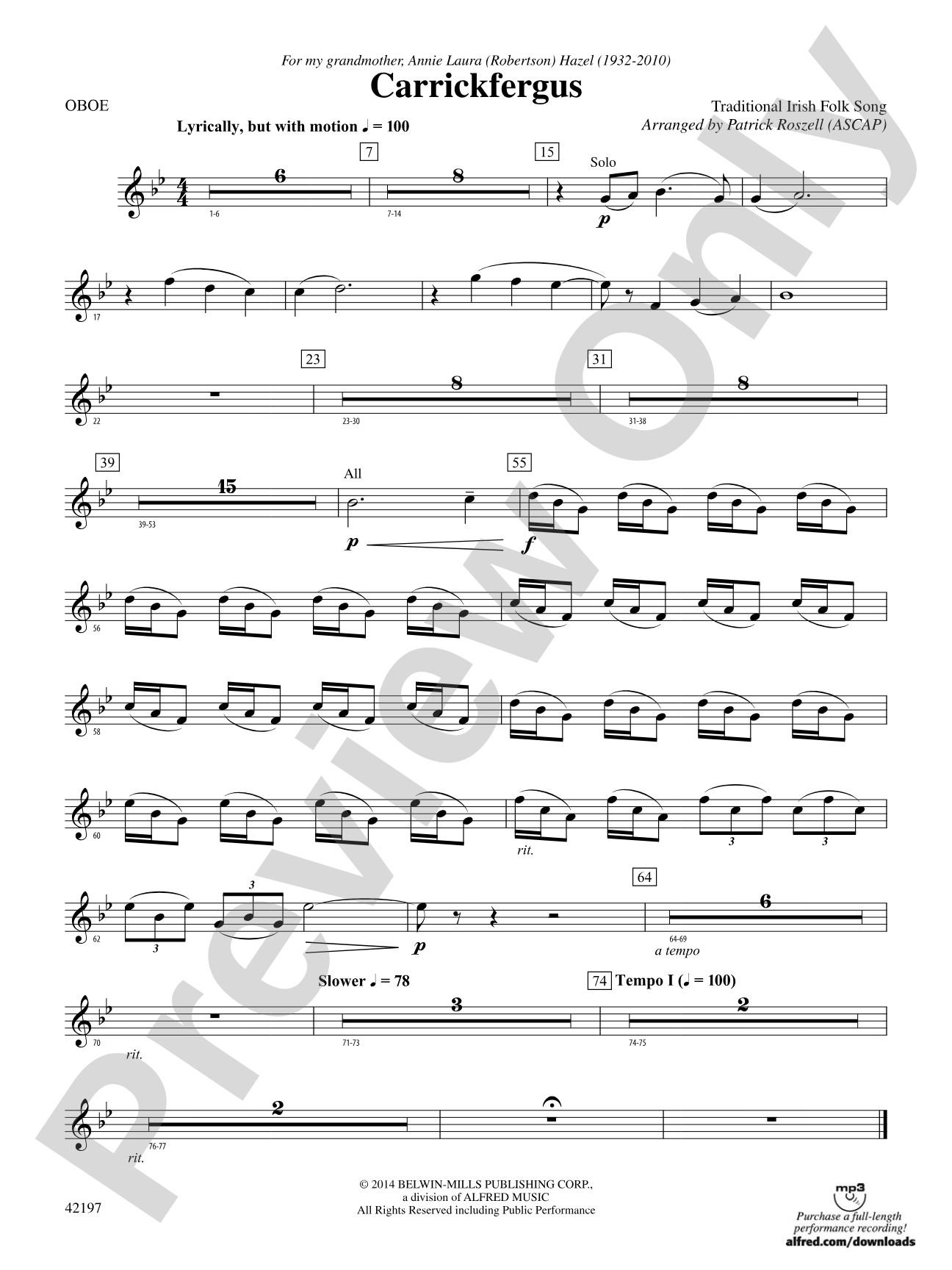 Carrickfergus: Oboe