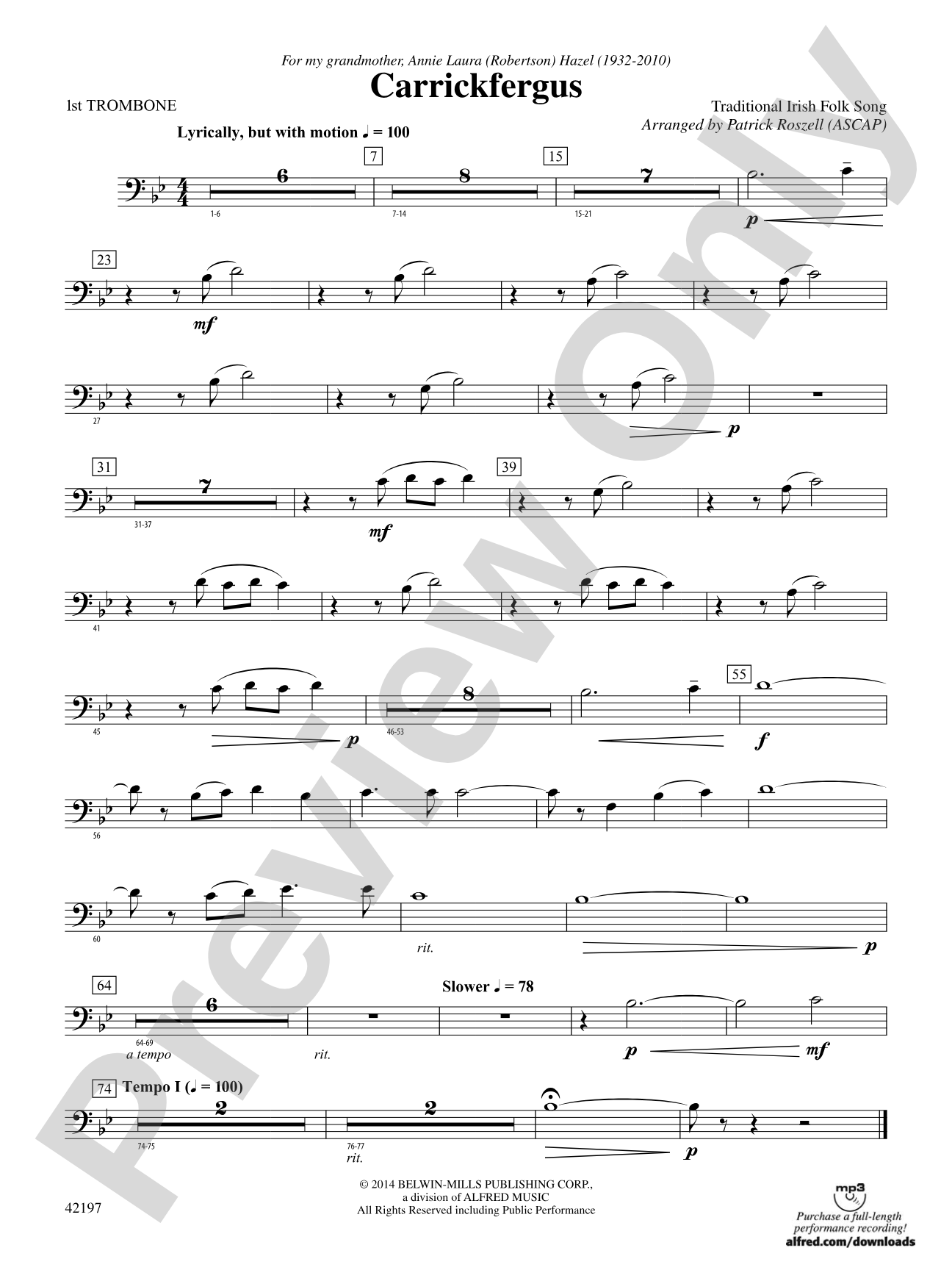 Carrickfergus: 1st Trombone