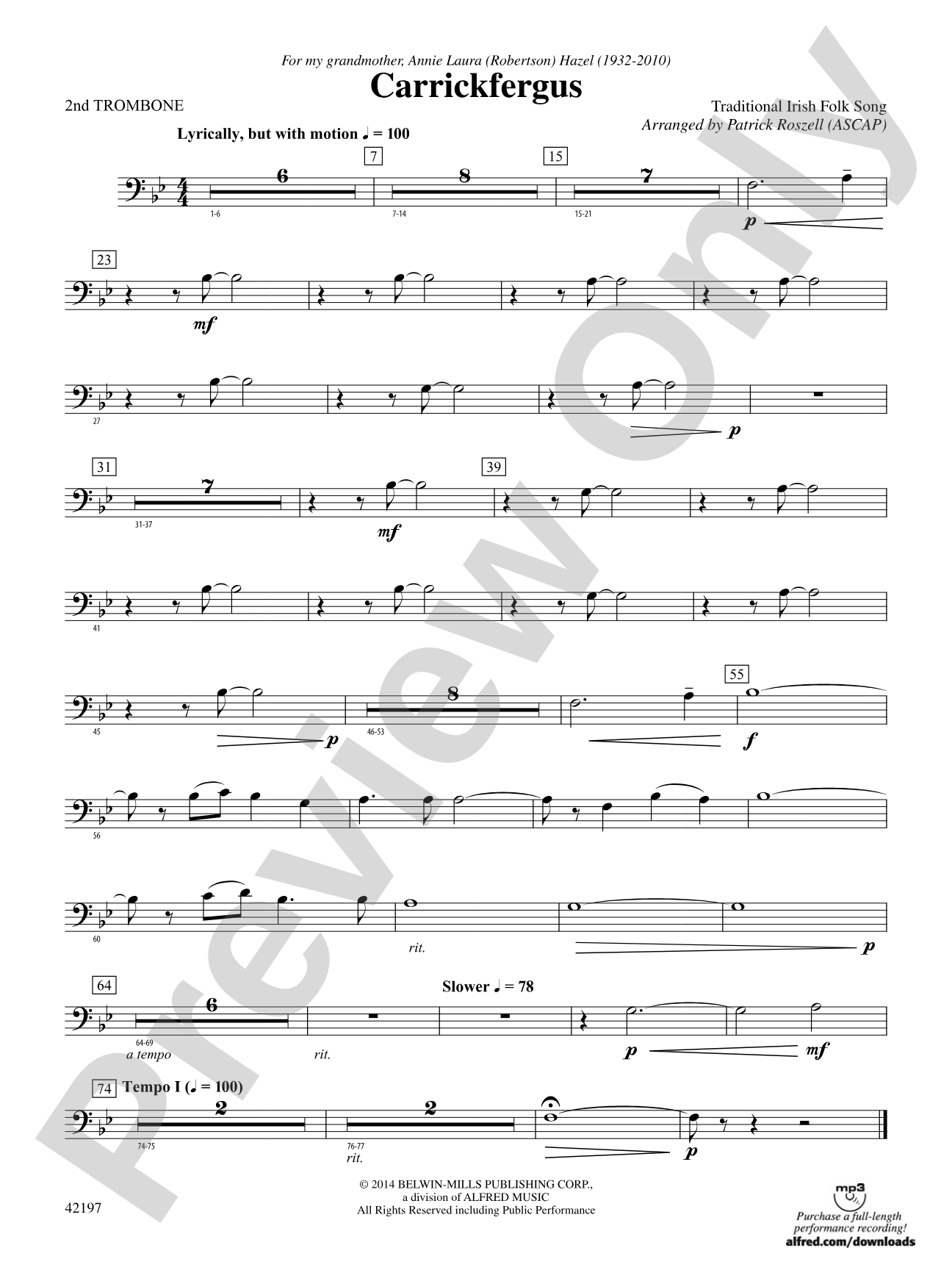 Carrickfergus: 2nd Trombone