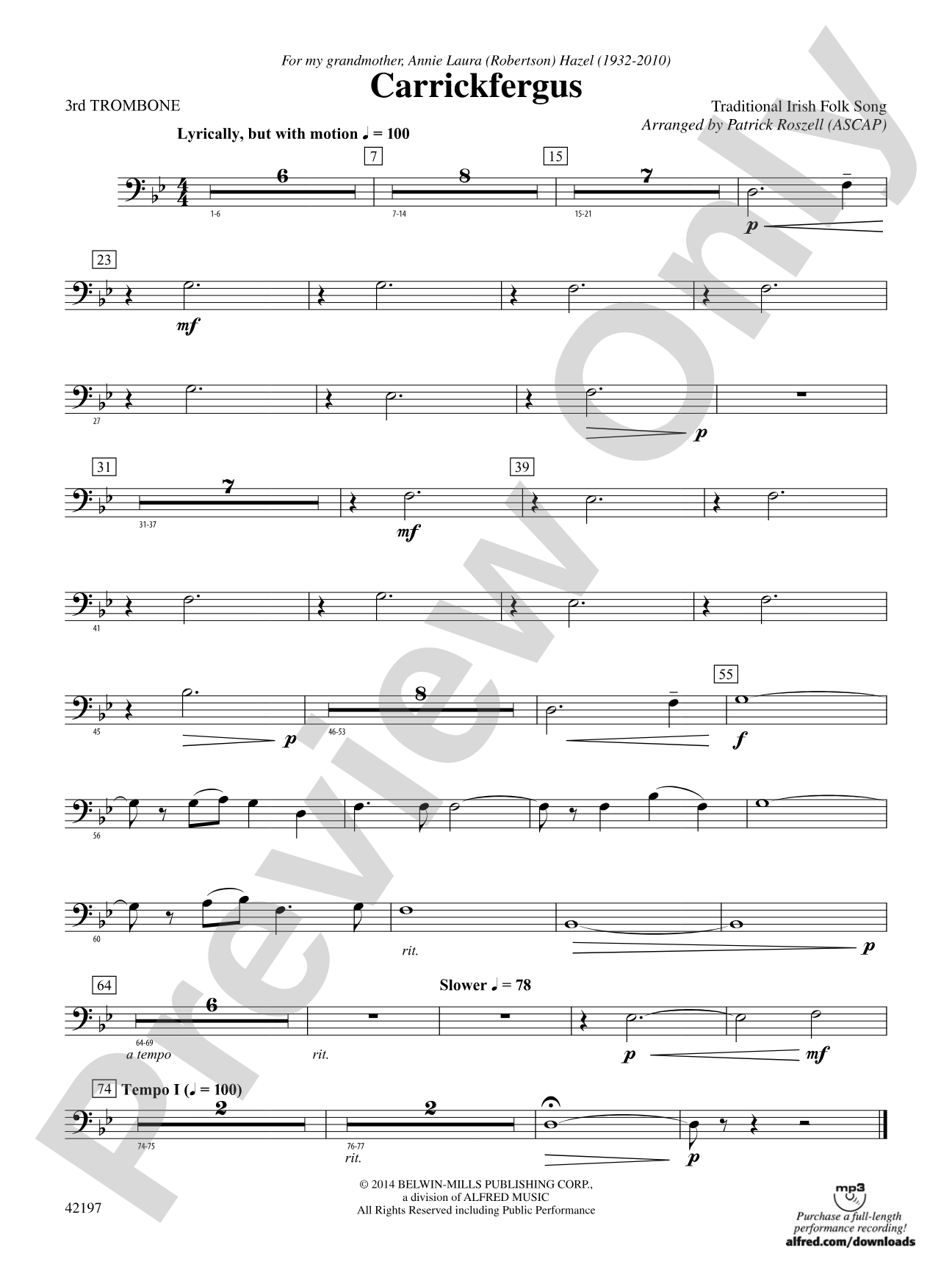Carrickfergus: 3rd Trombone