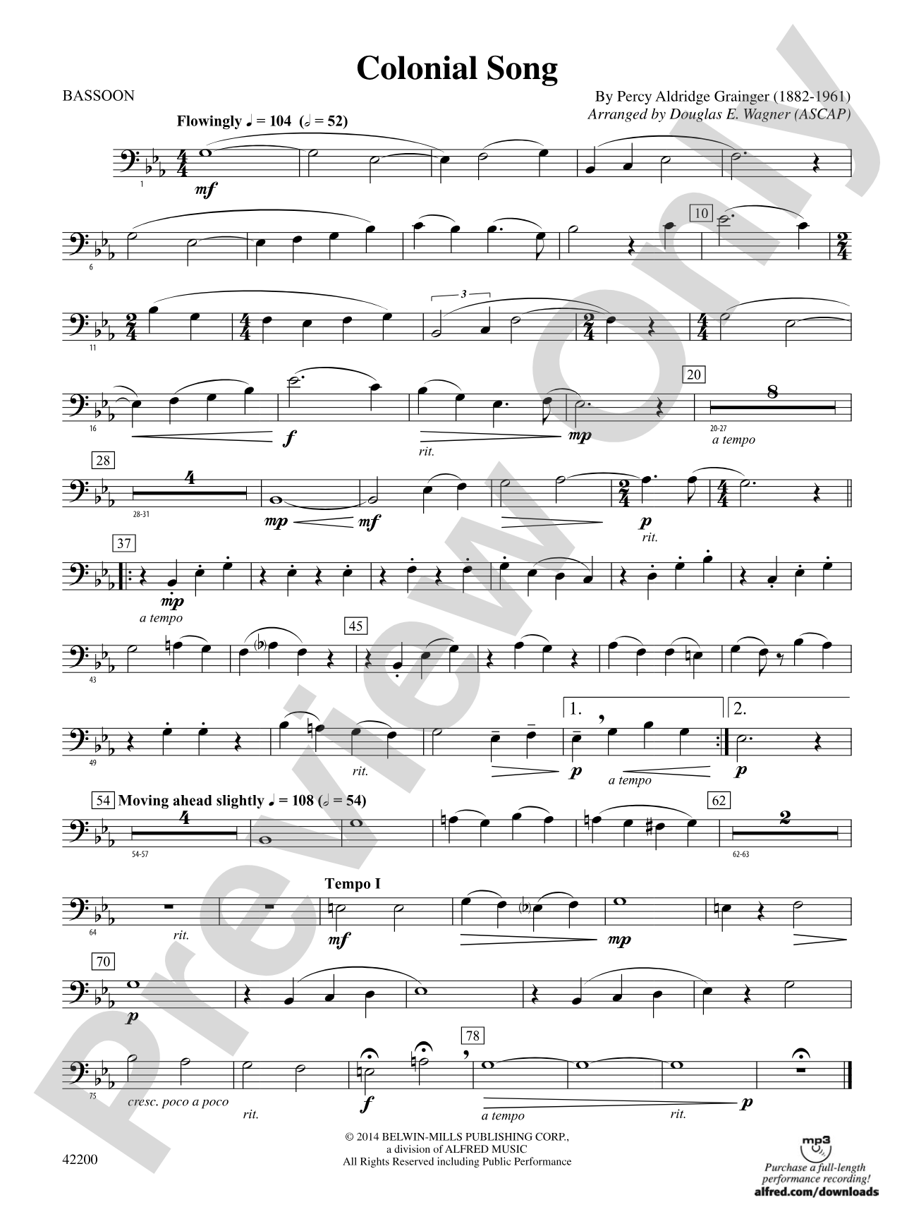 Colonial Song: Bassoon