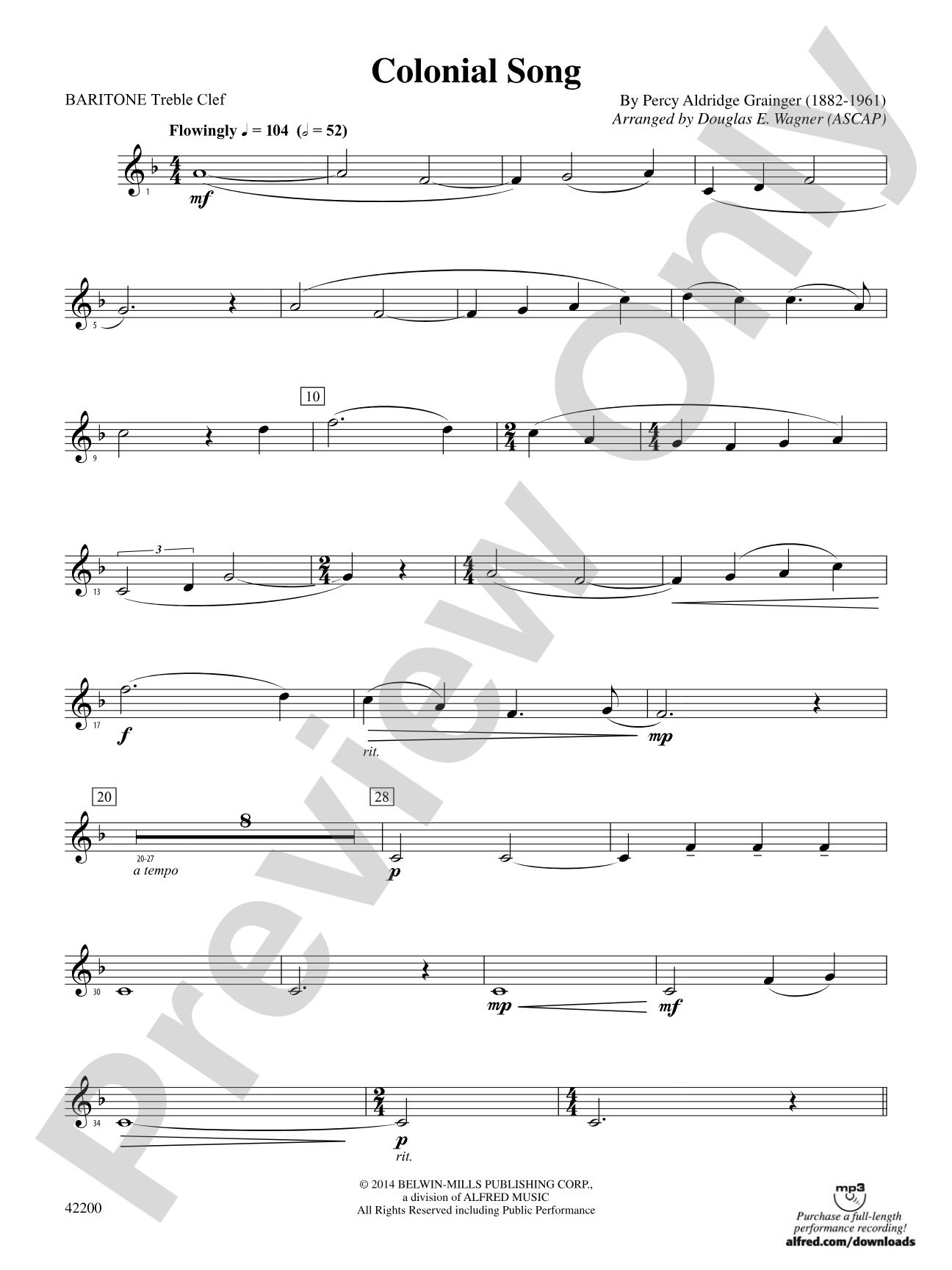 Colonial Song: Baritone T.C.