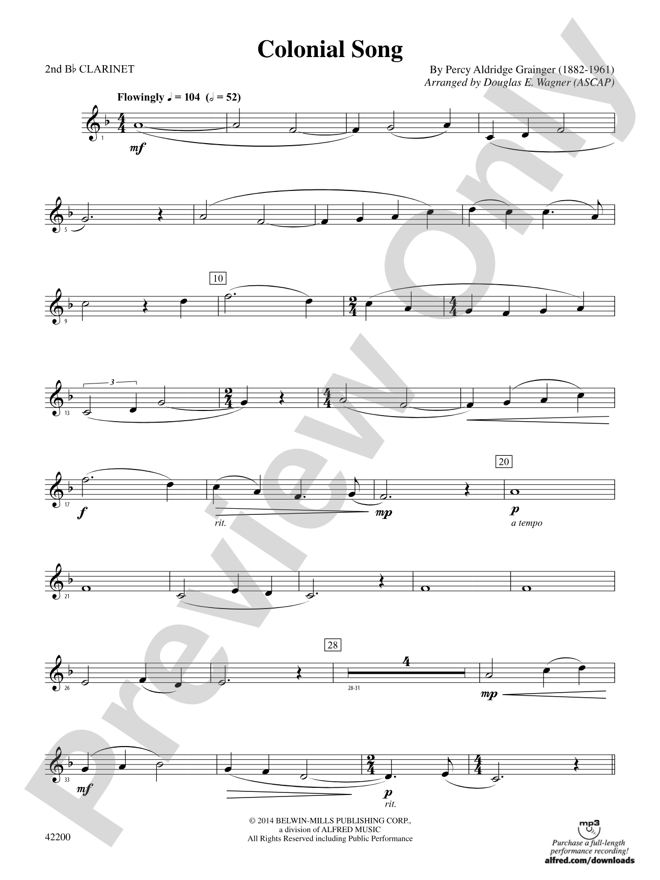 Colonial Song: 2nd B-flat Clarinet