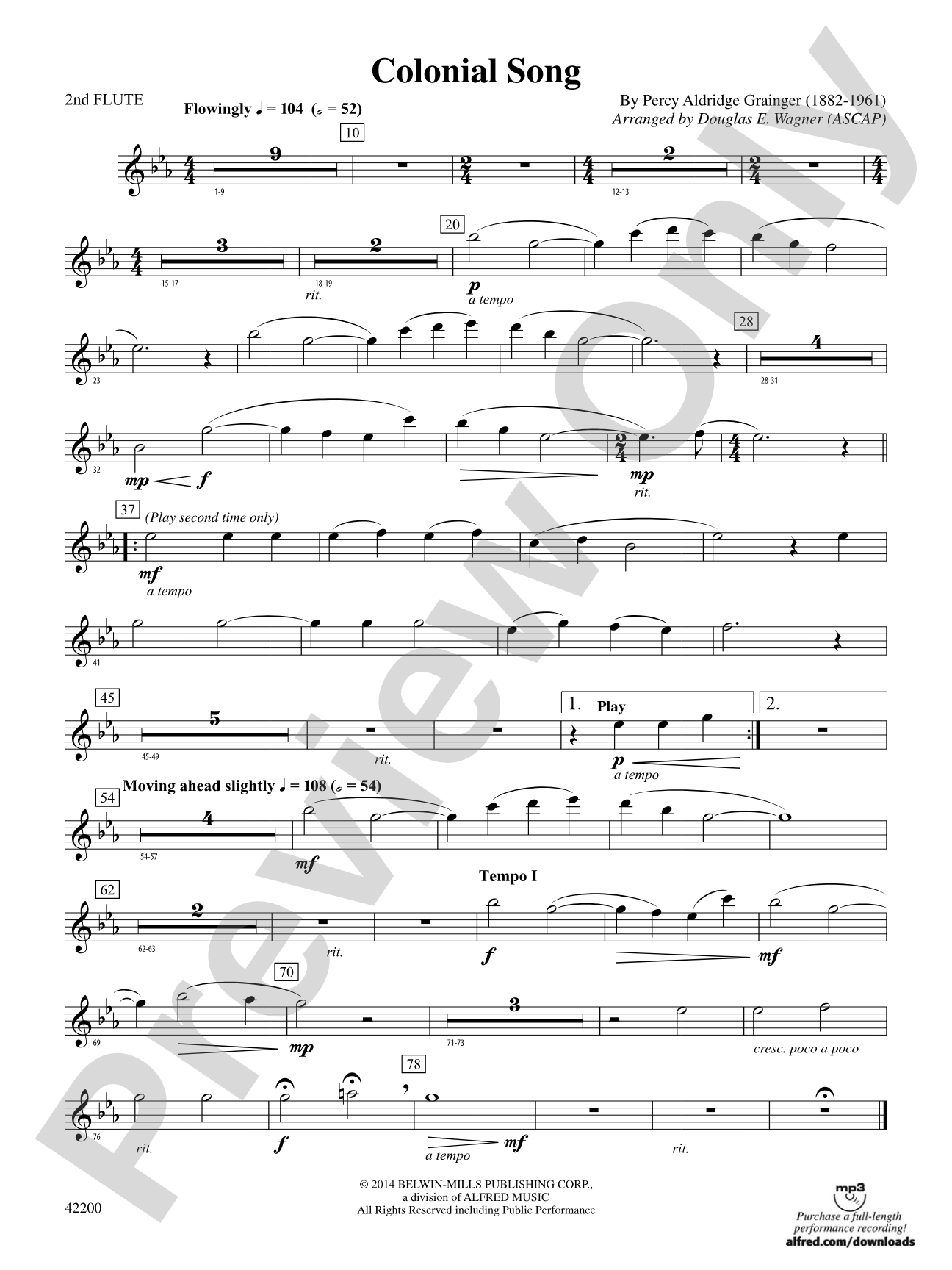 Colonial Song: 2nd Flute